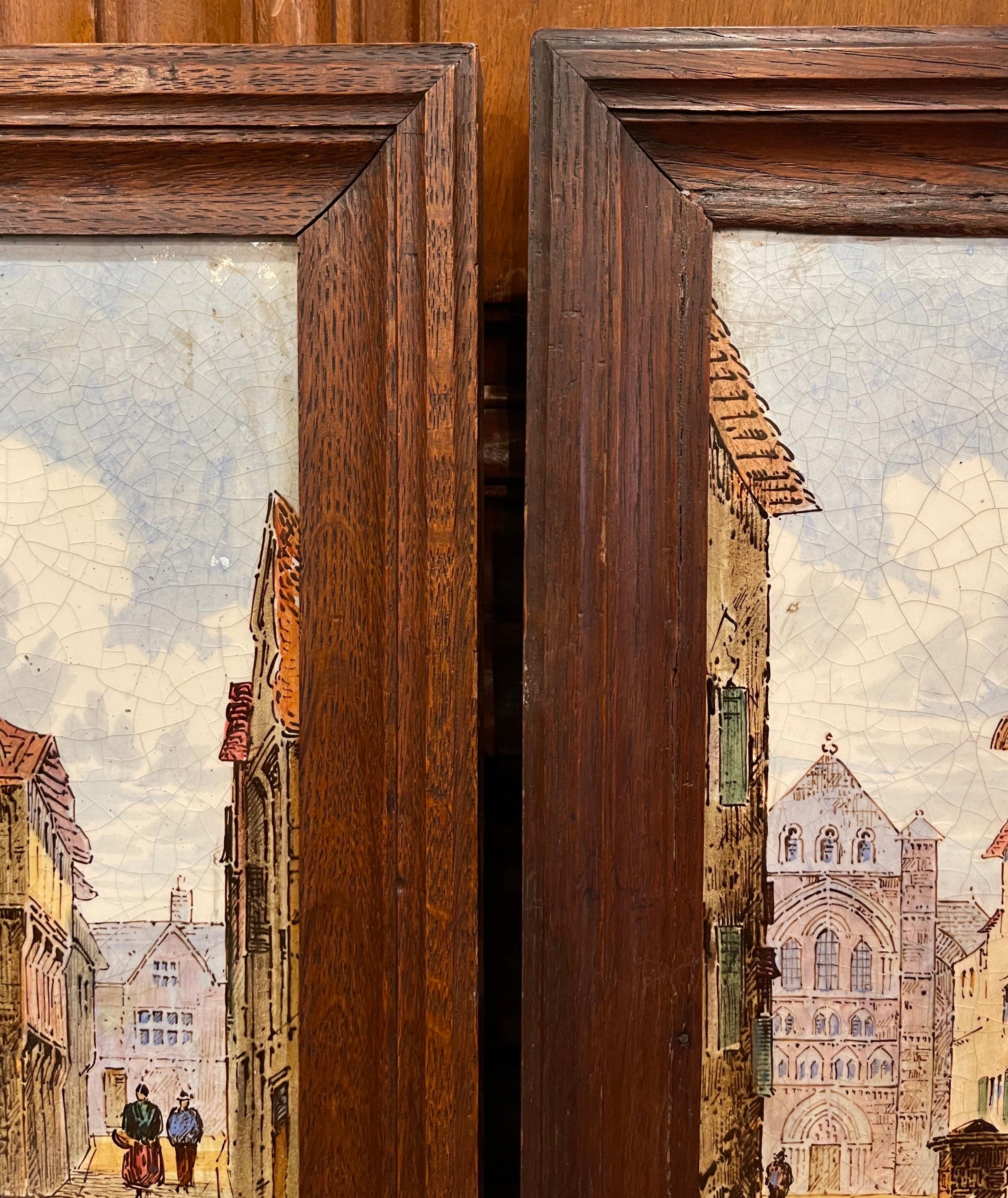 Paar englische Minton-Wandtafeln aus bemalter Keramik mit Rahmen aus dem 19. Jahrhundert im Angebot 7