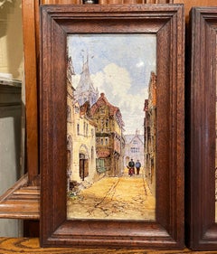 Pair of 19th Century English Minton Framed Painted Ceramic Wall Plaques