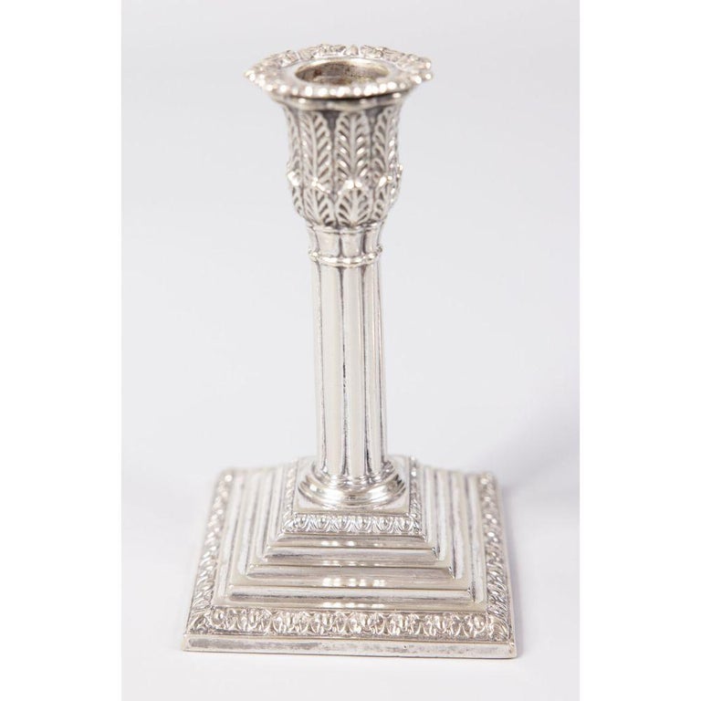 Pair of 19th Century English Neoclassical Silver Plate Candlesticks For Sale 2