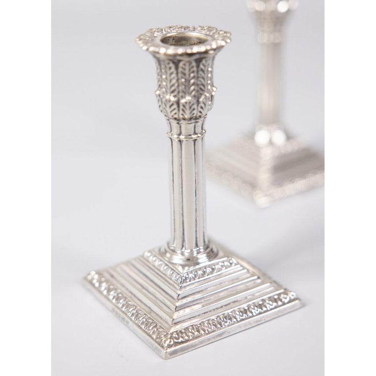 Pair of 19th Century English Neoclassical Silver Plate Candlesticks For Sale 3