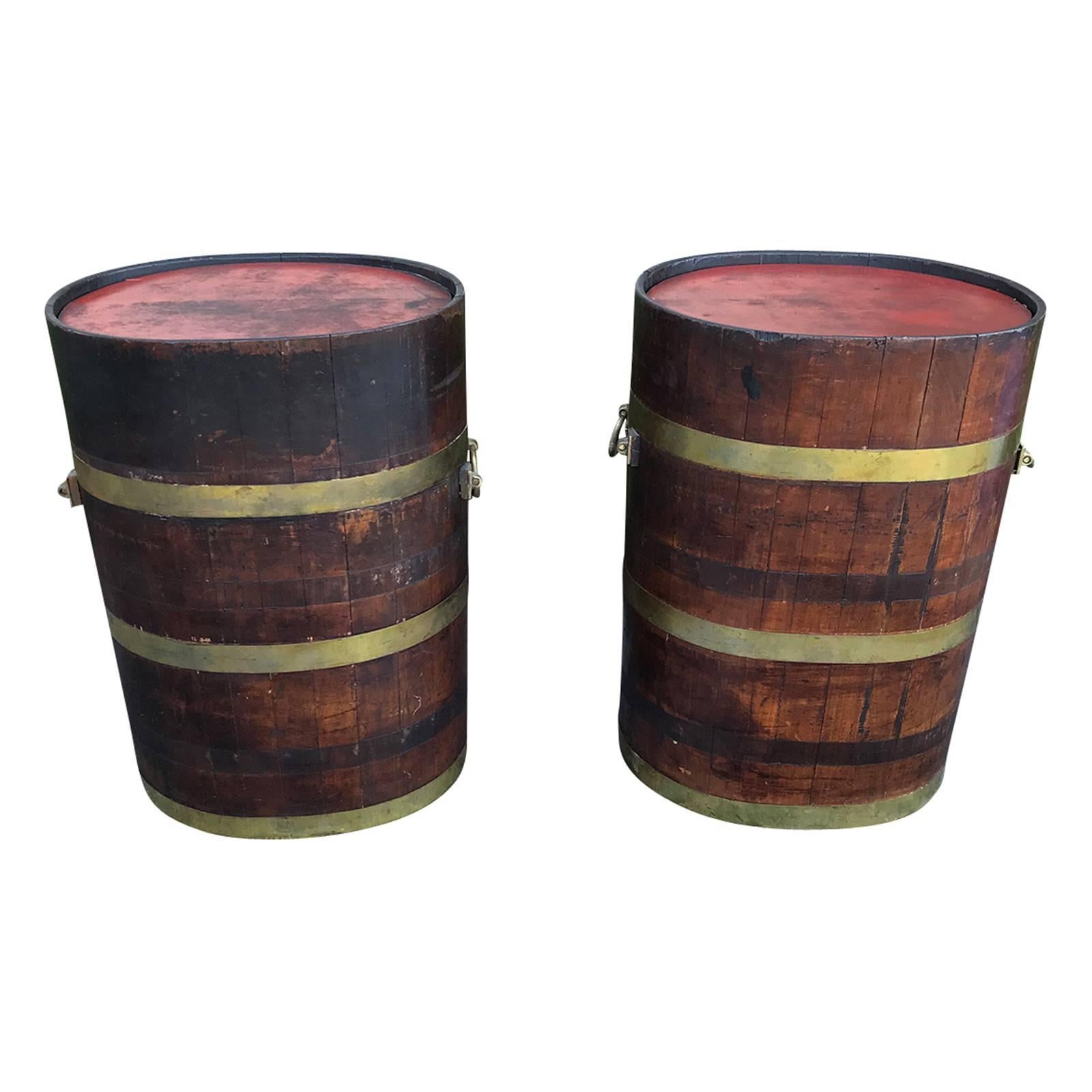 Pair of 19th Century English Oak Barrels as Tables