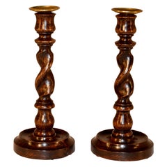 Pair of 19th Century English Oak Candlesticks