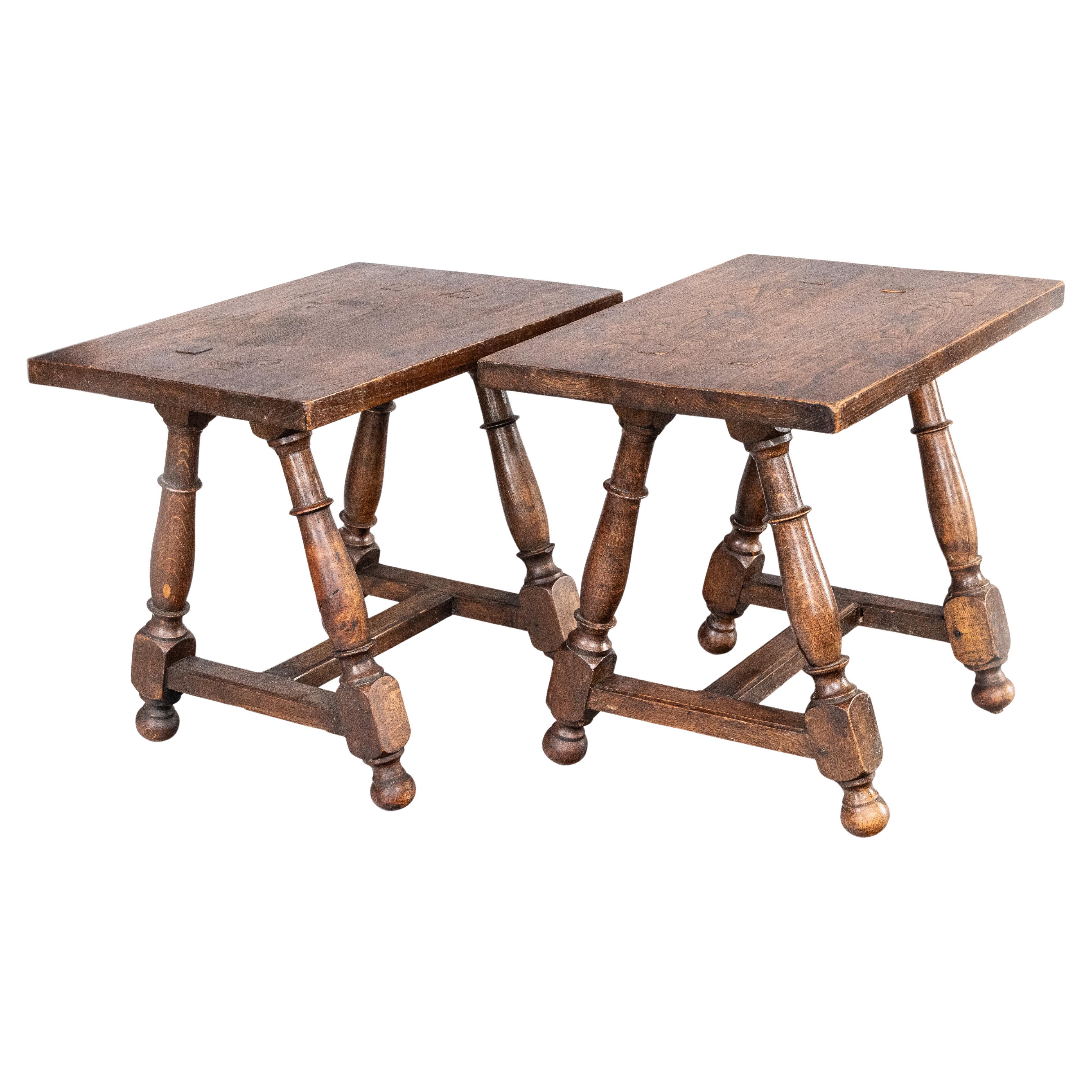 Pair of 19th Century English Oak Joint Stools Side Tables For Sale