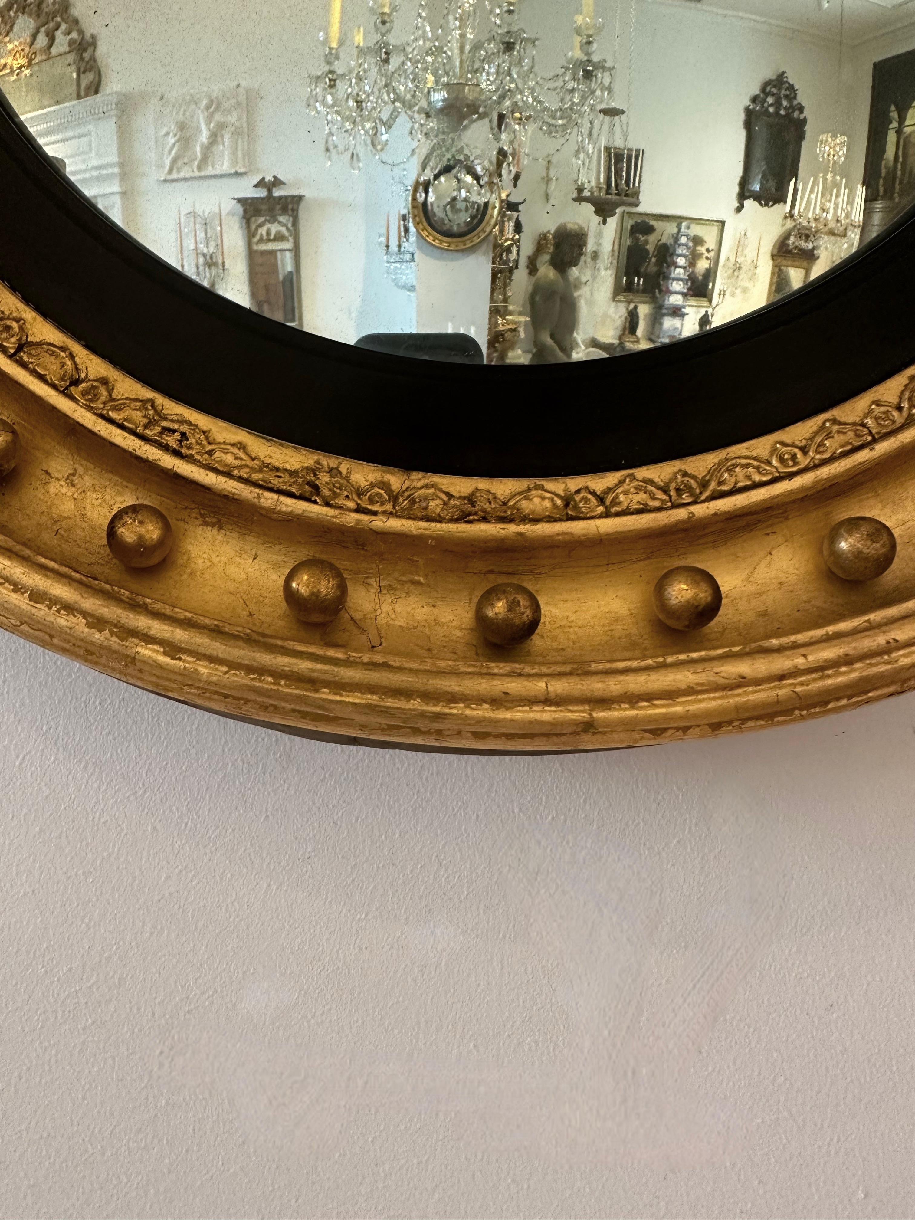 Regency Pair of 19th Century English or American Diminutive Convex Mirrors For Sale