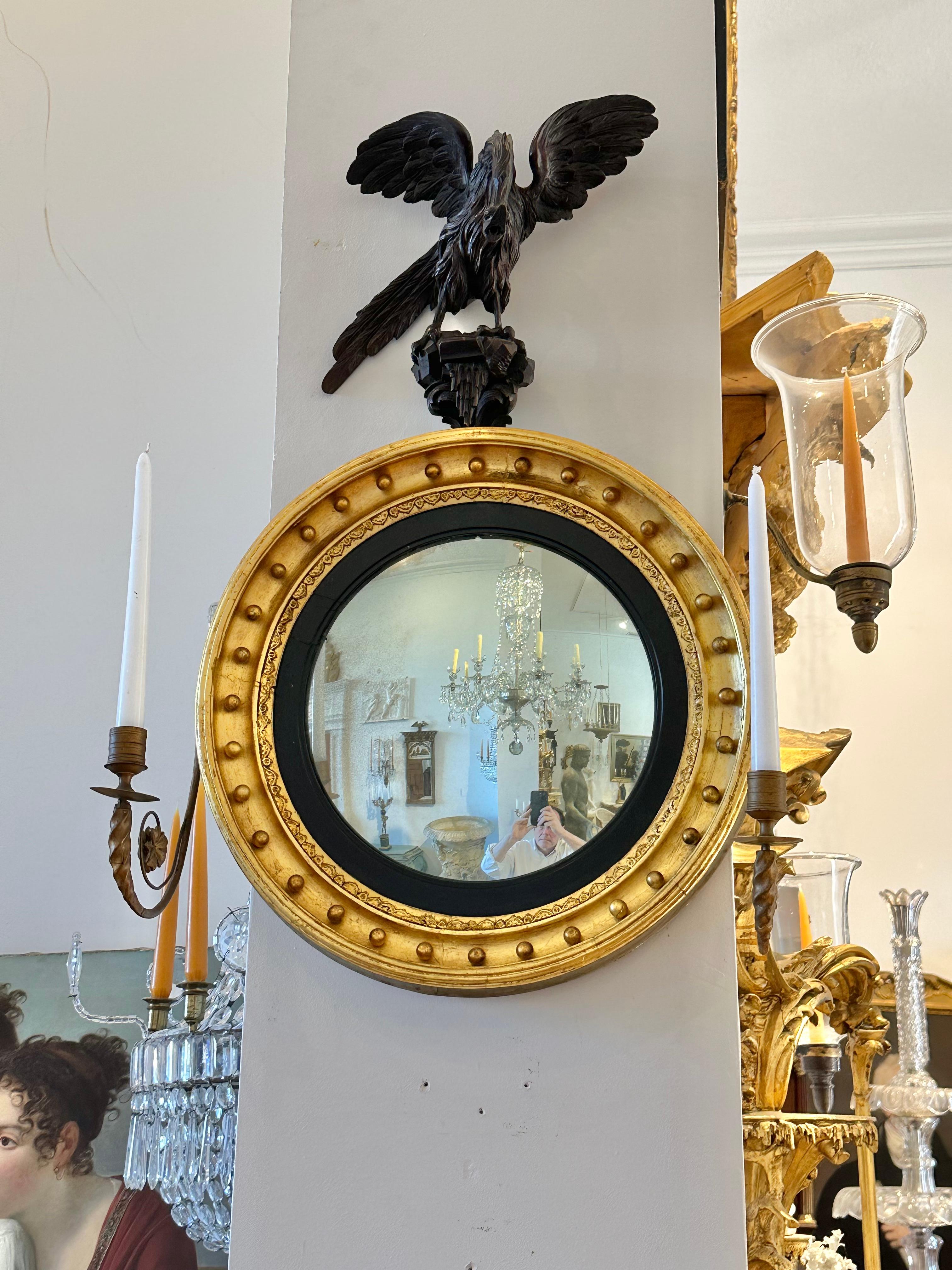 Pair of 19th Century English or American Diminutive Convex Mirrors In Good Condition For Sale In Essex, MA