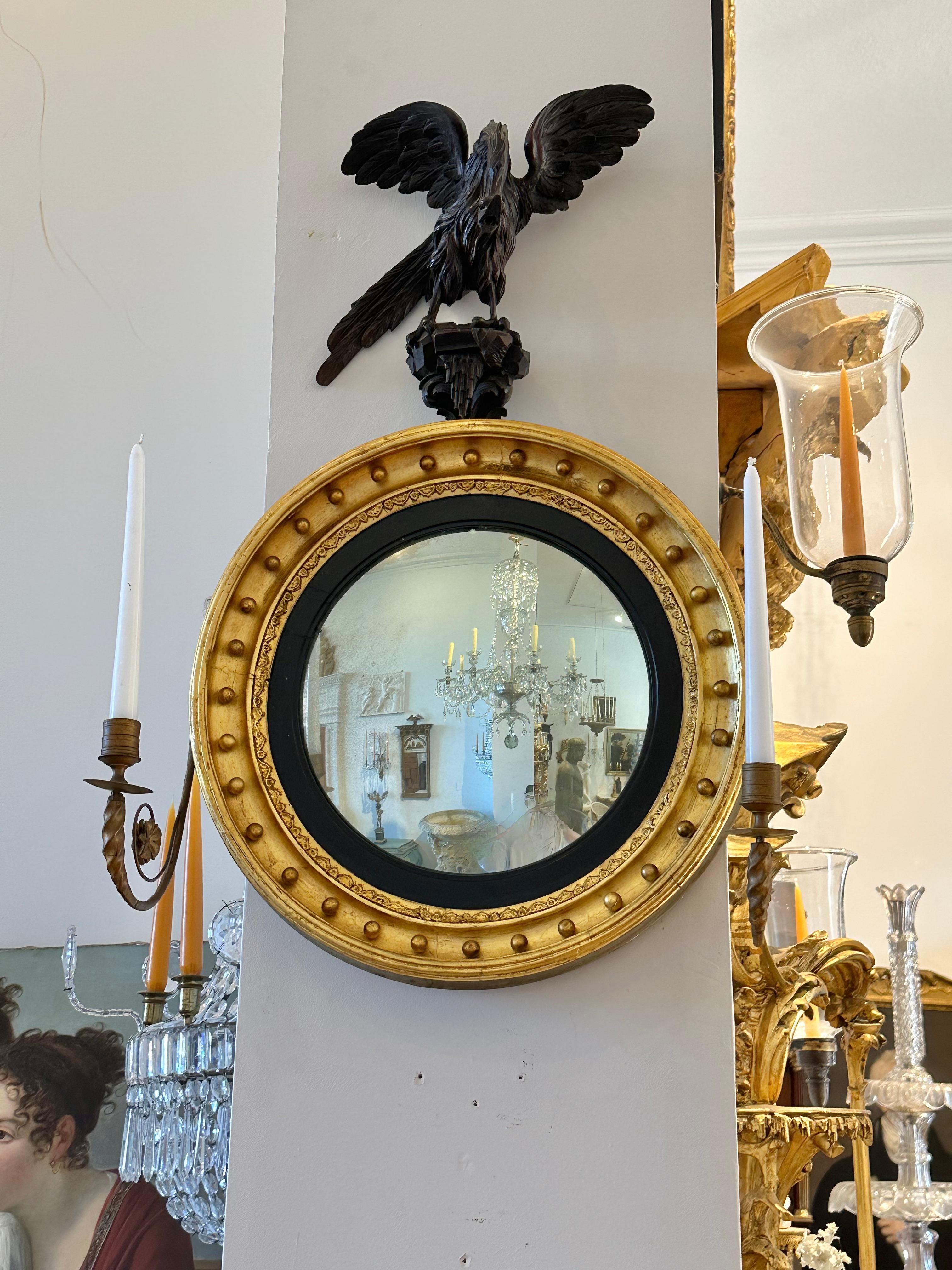 Pair of 19th Century English or American Diminutive Convex Mirrors For Sale 1