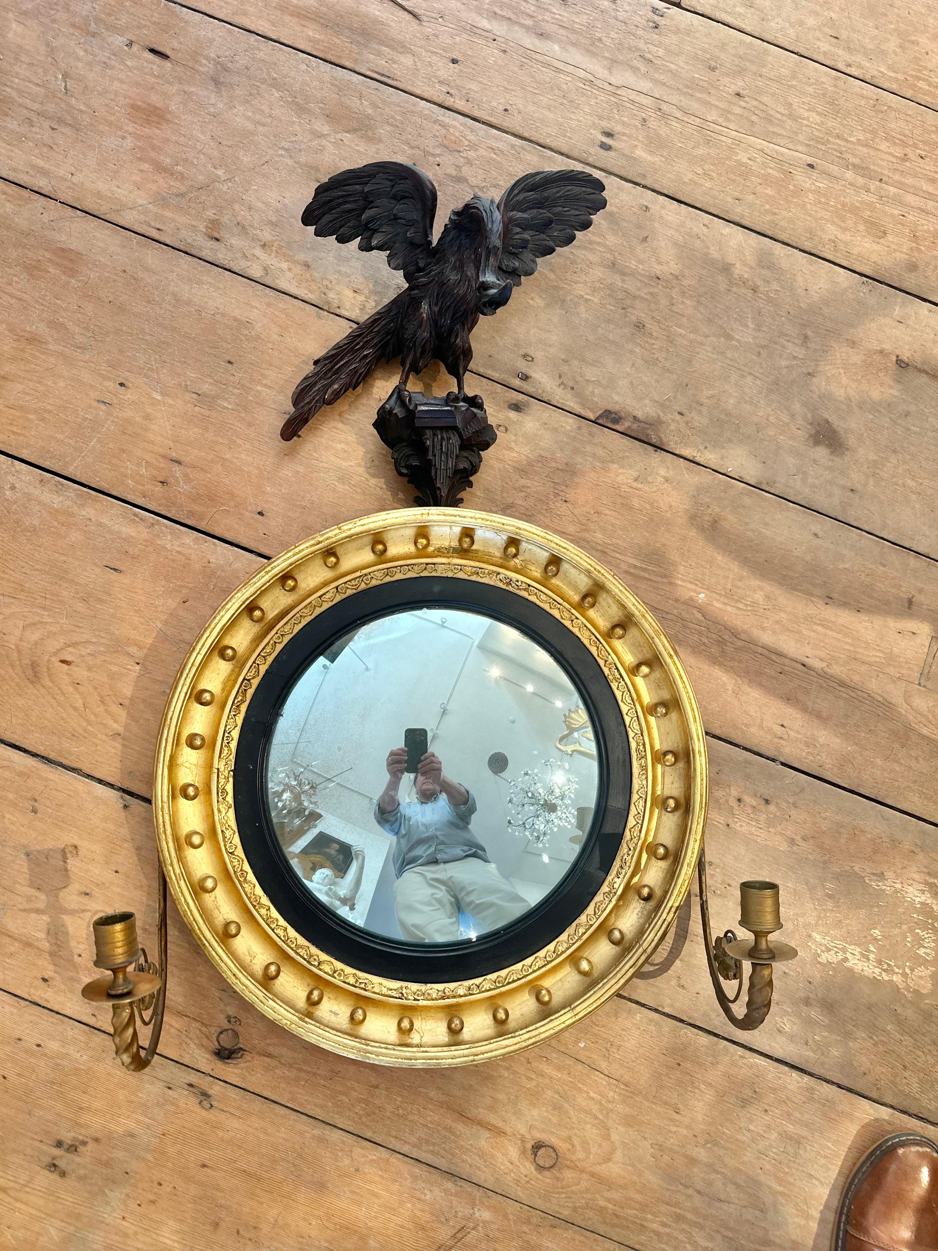 Pair of 19th Century English or American Diminutive Convex Mirrors For Sale 2