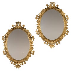 Pair of 19th Century English Ormolu Framed Oval Mirrors