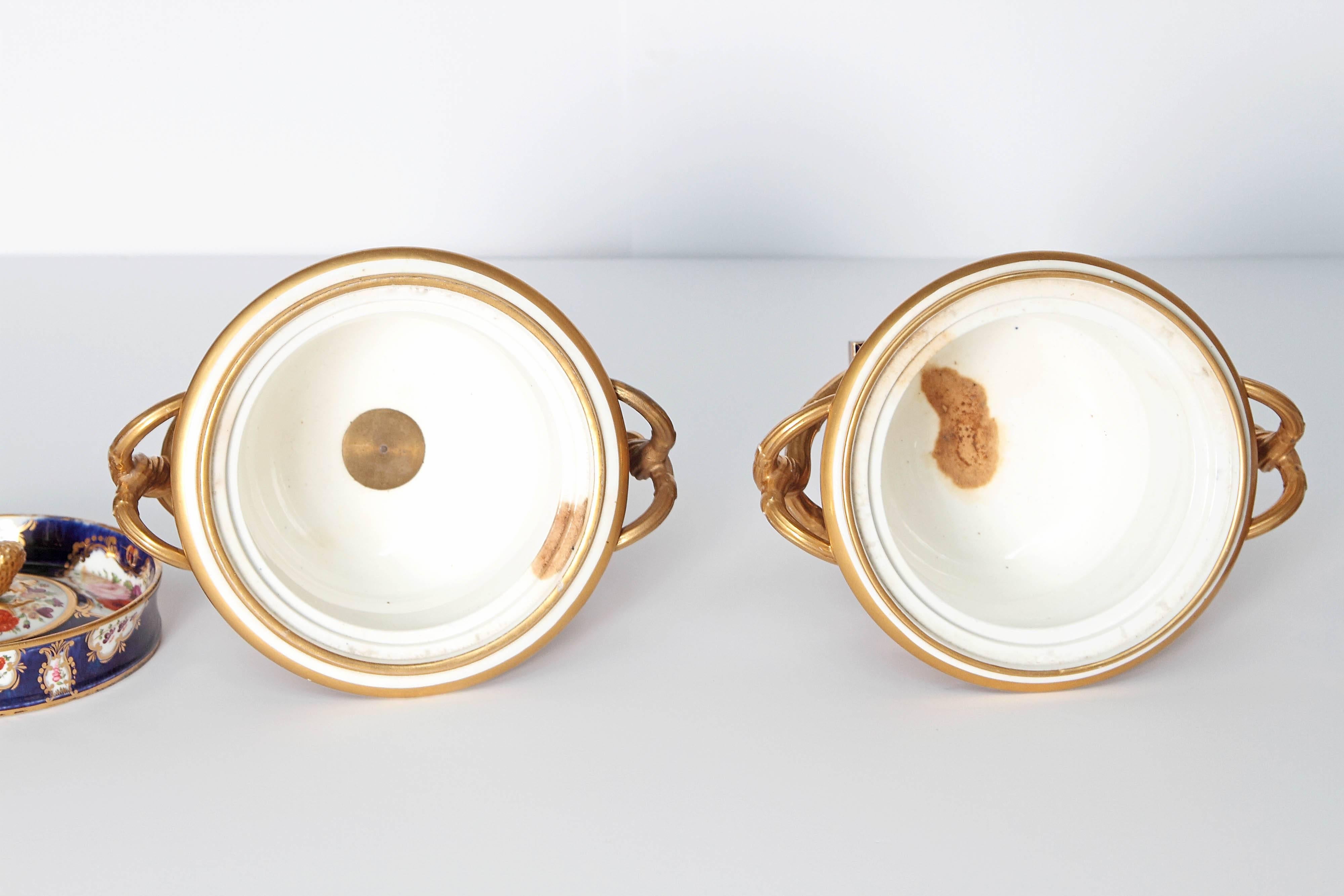 Pair of 19th Century English Porcelain Fruit Coolers with Covers 6