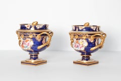 Pair of 19th Century English Porcelain Fruit Coolers with Covers
