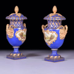 Pair Of 19th Century English Porcelain Vases & Covers By Coalport
