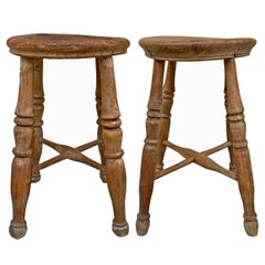 Used Pair of 19th Century English Pub Stools