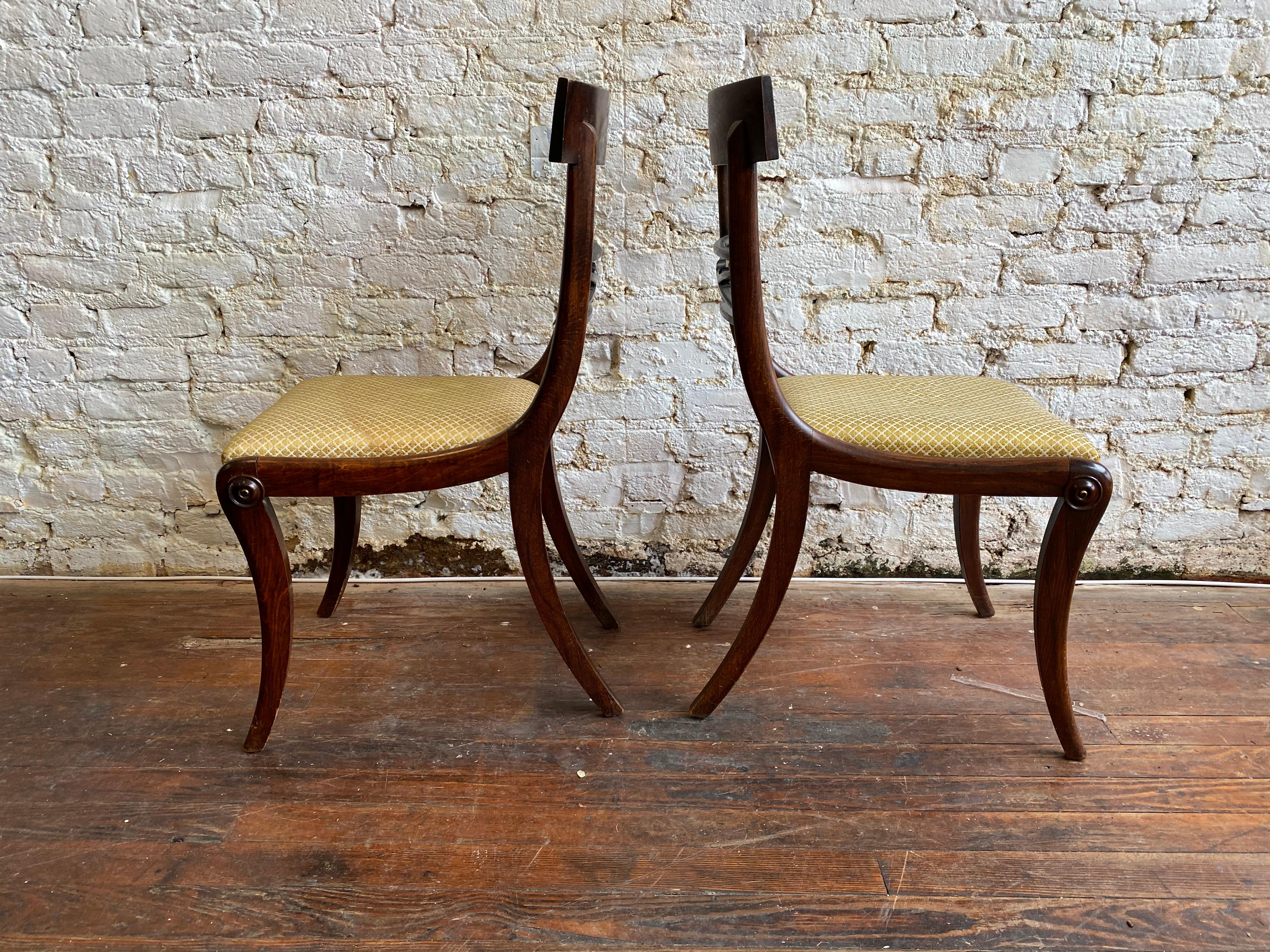 19th Century English Regency Faux Rosewood Chairs with Neoclassical Scenes, Pair 4