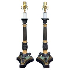 Pair of 19th Century English Regency Gilt and Bronze Candelabras as Lamps