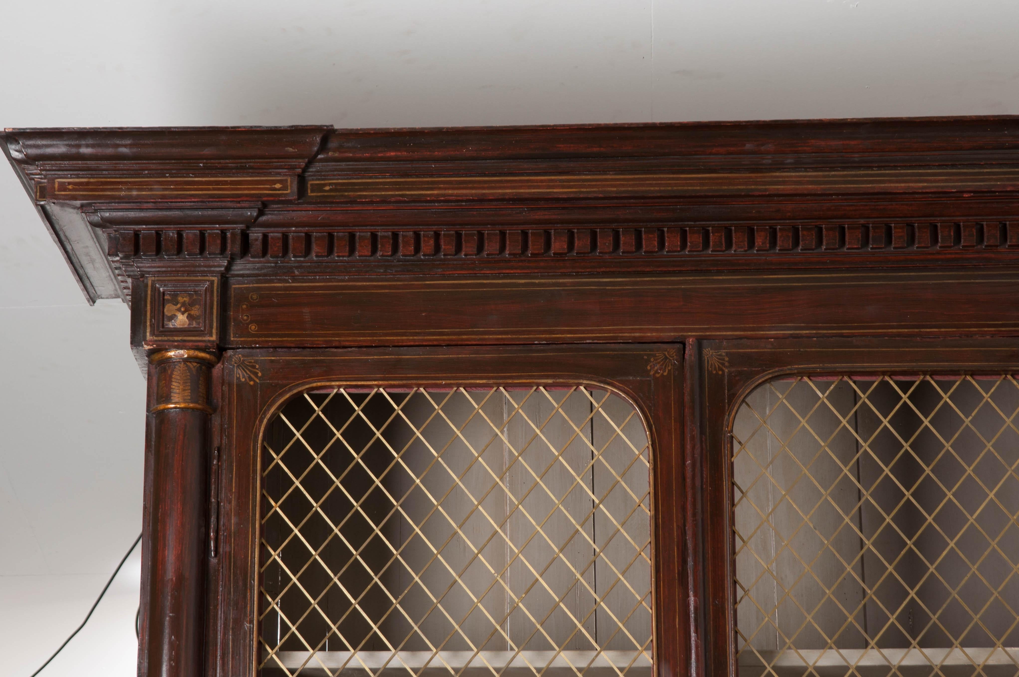 Hand-Painted Pair of 19th Century English Regency Library Bookcases