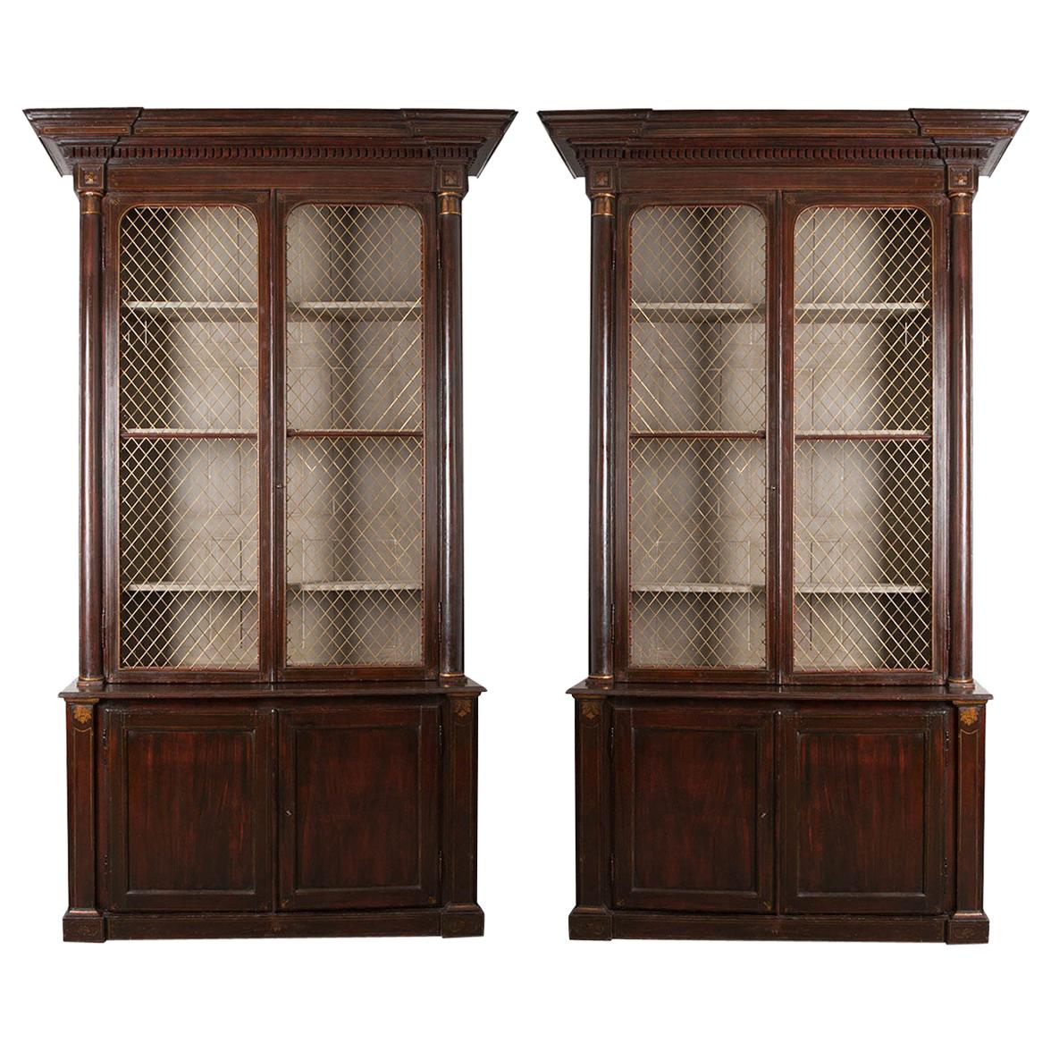 Pair of 19th Century English Regency Library Bookcases