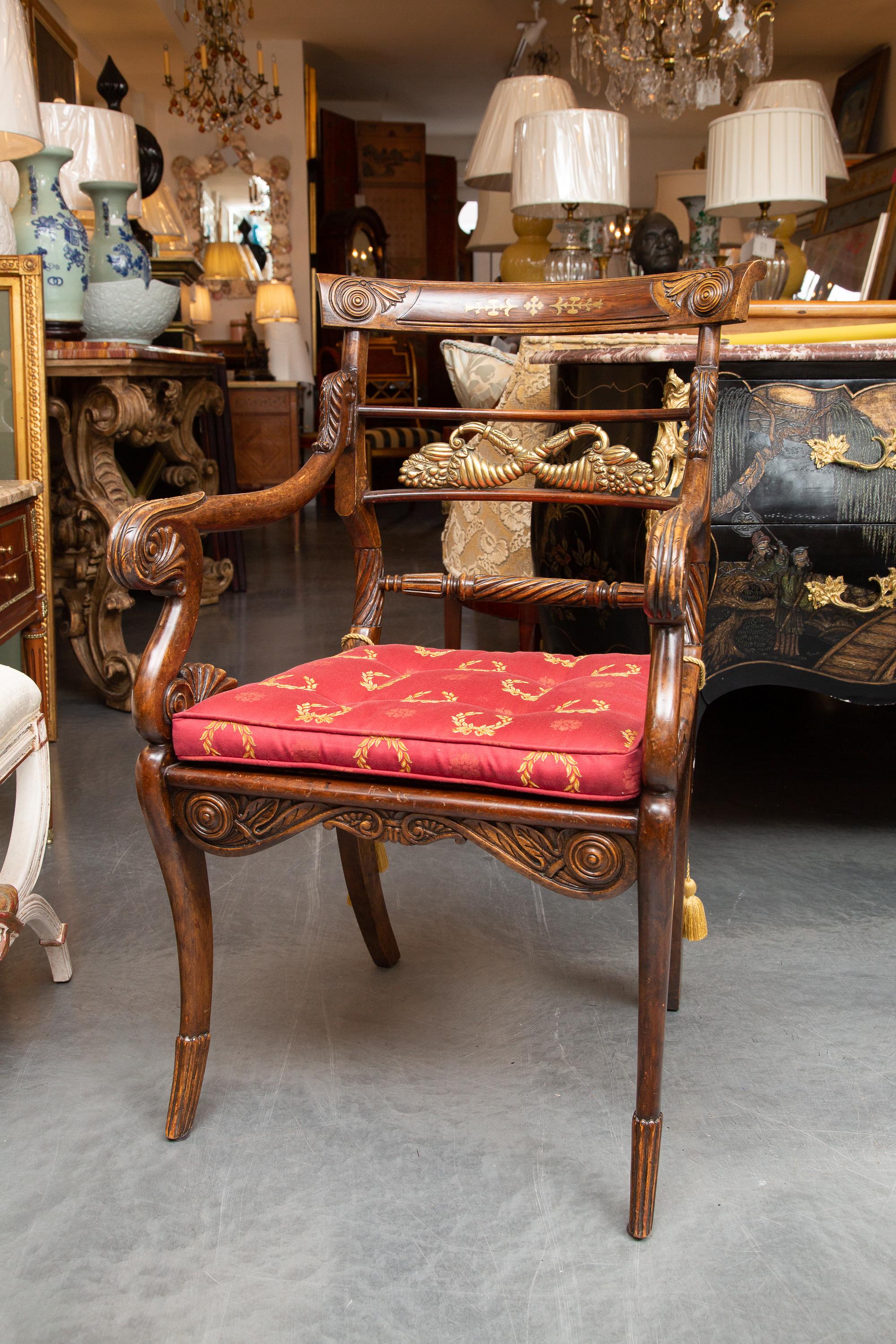 Pair of 19th Century English Regency Mahogany Arm Chairs For Sale 6