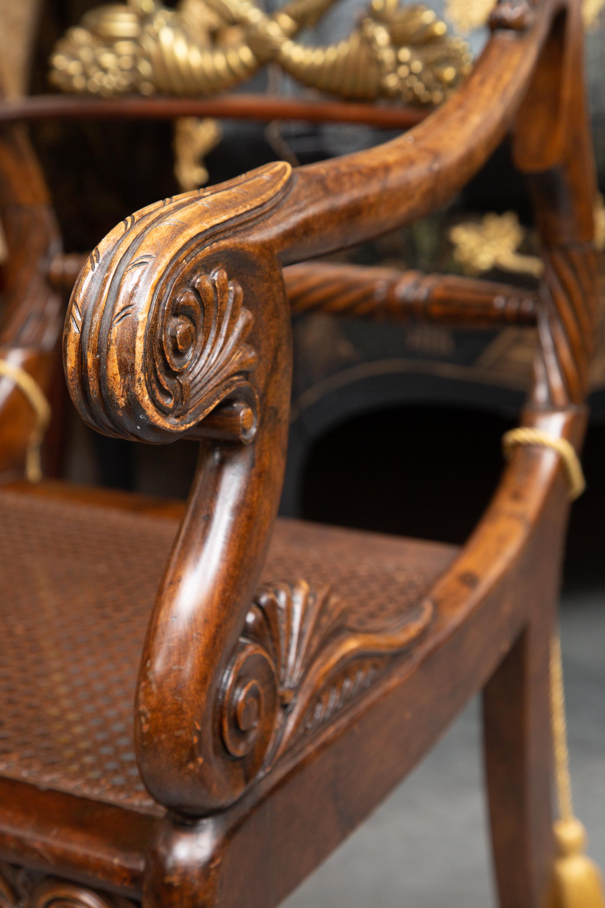 Pair of 19th Century English Regency Mahogany Arm Chairs For Sale 4