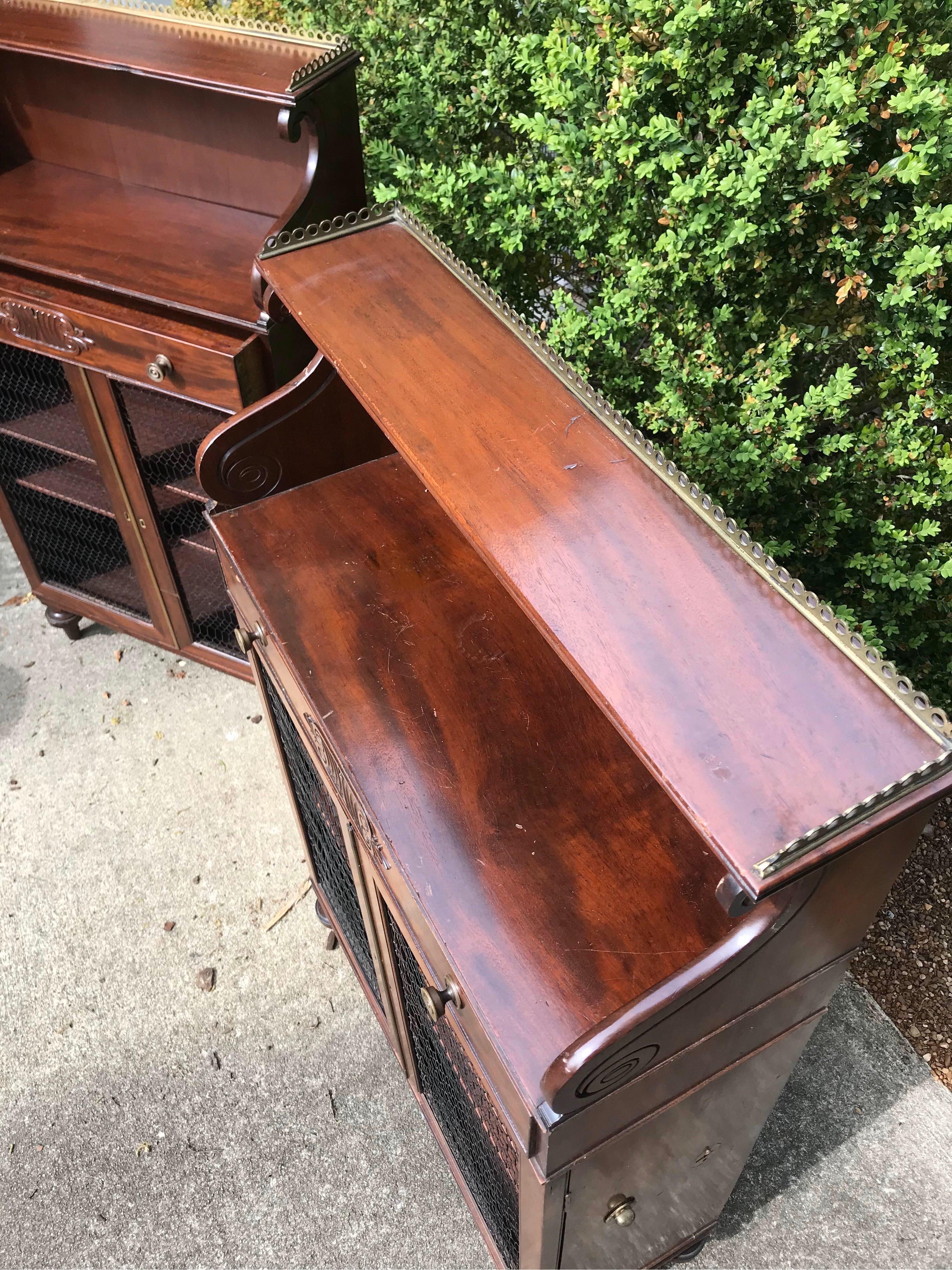 Pair of 19th Century English Regency Mahogany Cabinets In Good Condition In Charleston, SC