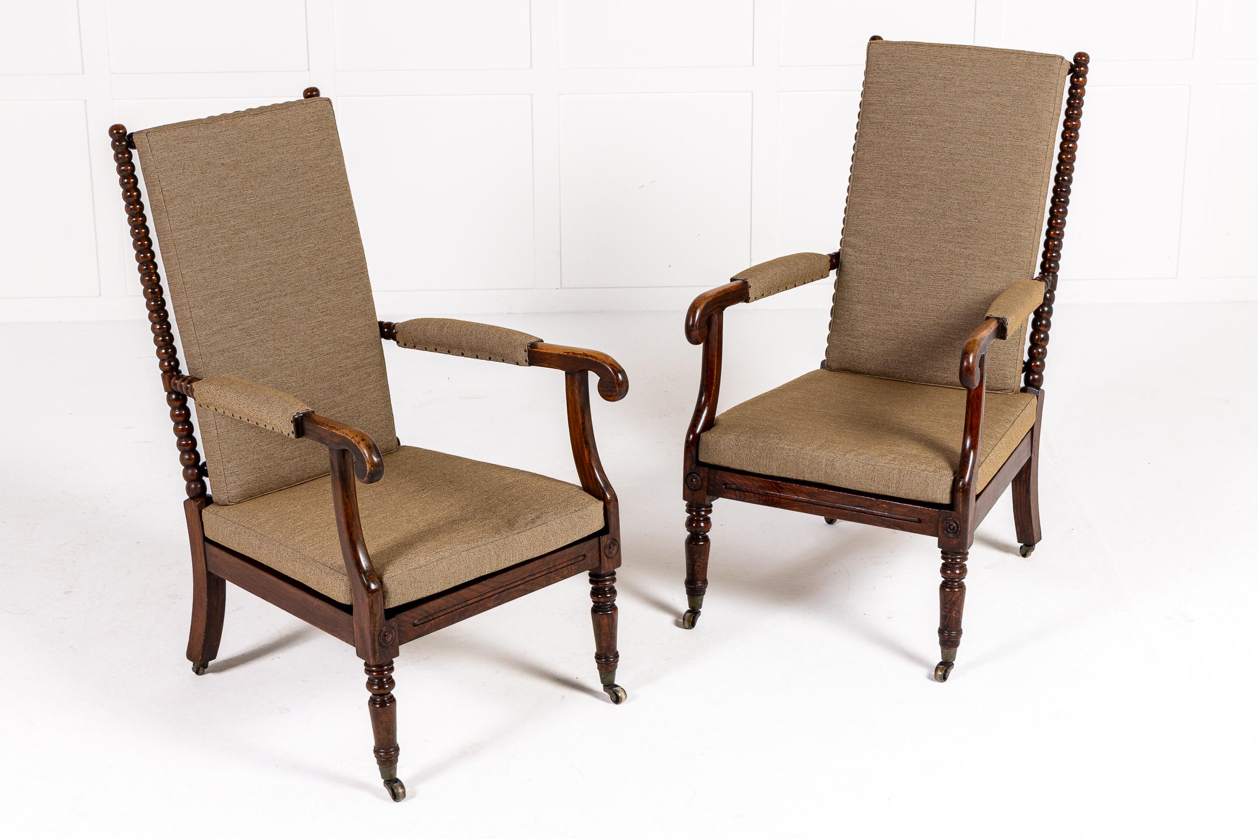 Paire de fauteuils Bobbin tournés de la période Régence anglaise du 19ème siècle Excellent état - En vente à Gloucestershire, GB