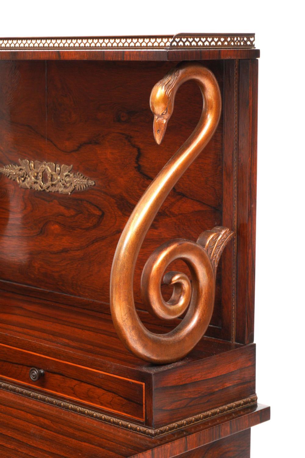 Pair of English Regency Style Rosewood Side Cabinets In Good Condition For Sale In Essex, MA