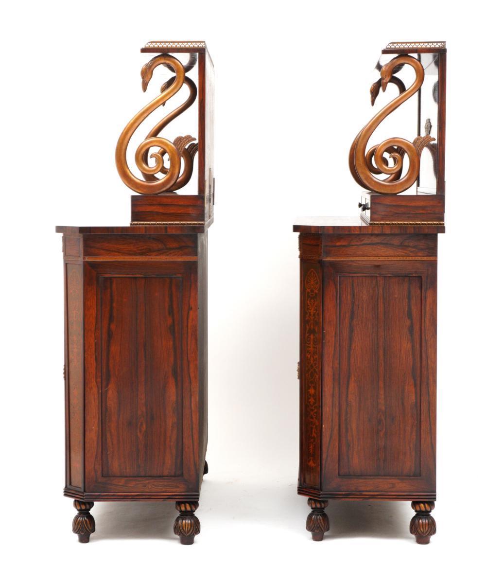 Pair of English Regency Style Rosewood Side Cabinets For Sale 3