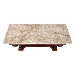 Pair of 19th Century English Regency St. Crotch Mahogany Consoles