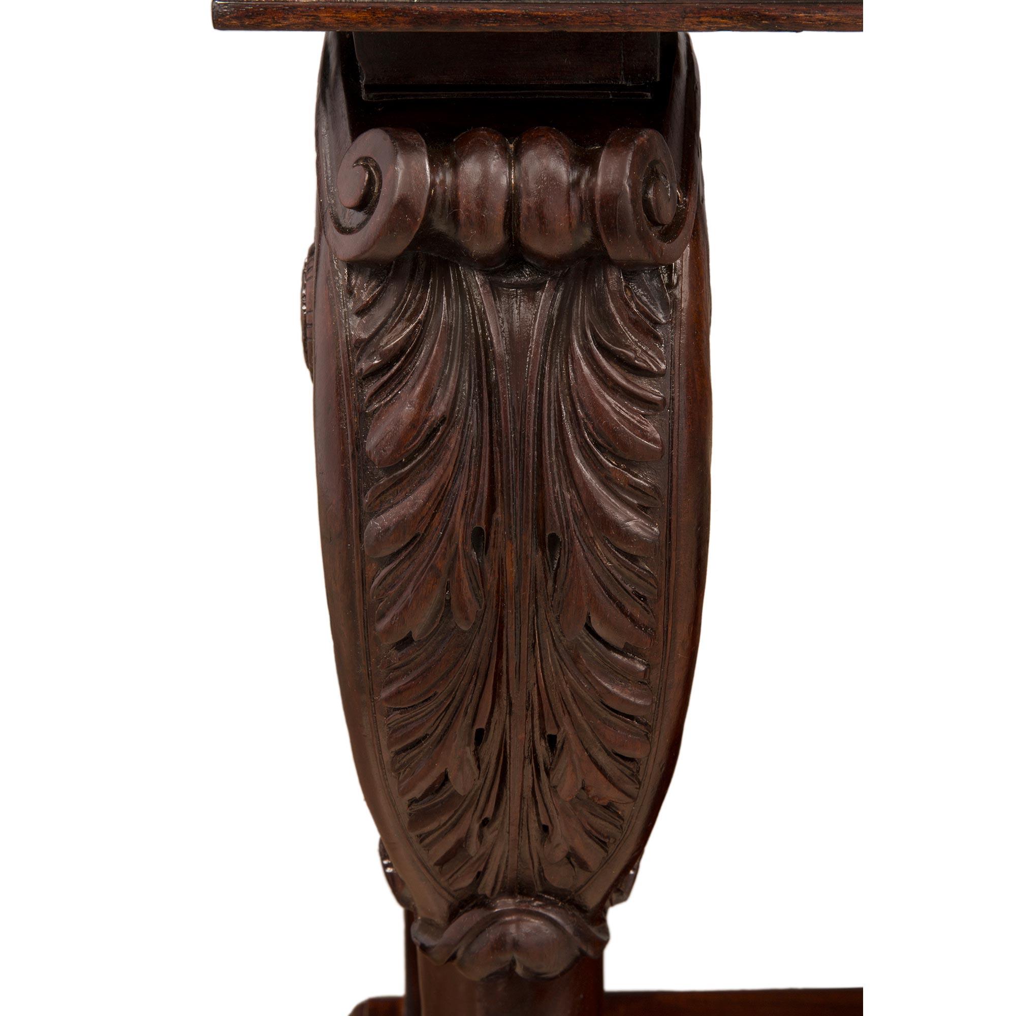 Pair of 19th Century English Regency St. Crotch Mahogany Consoles For Sale 4
