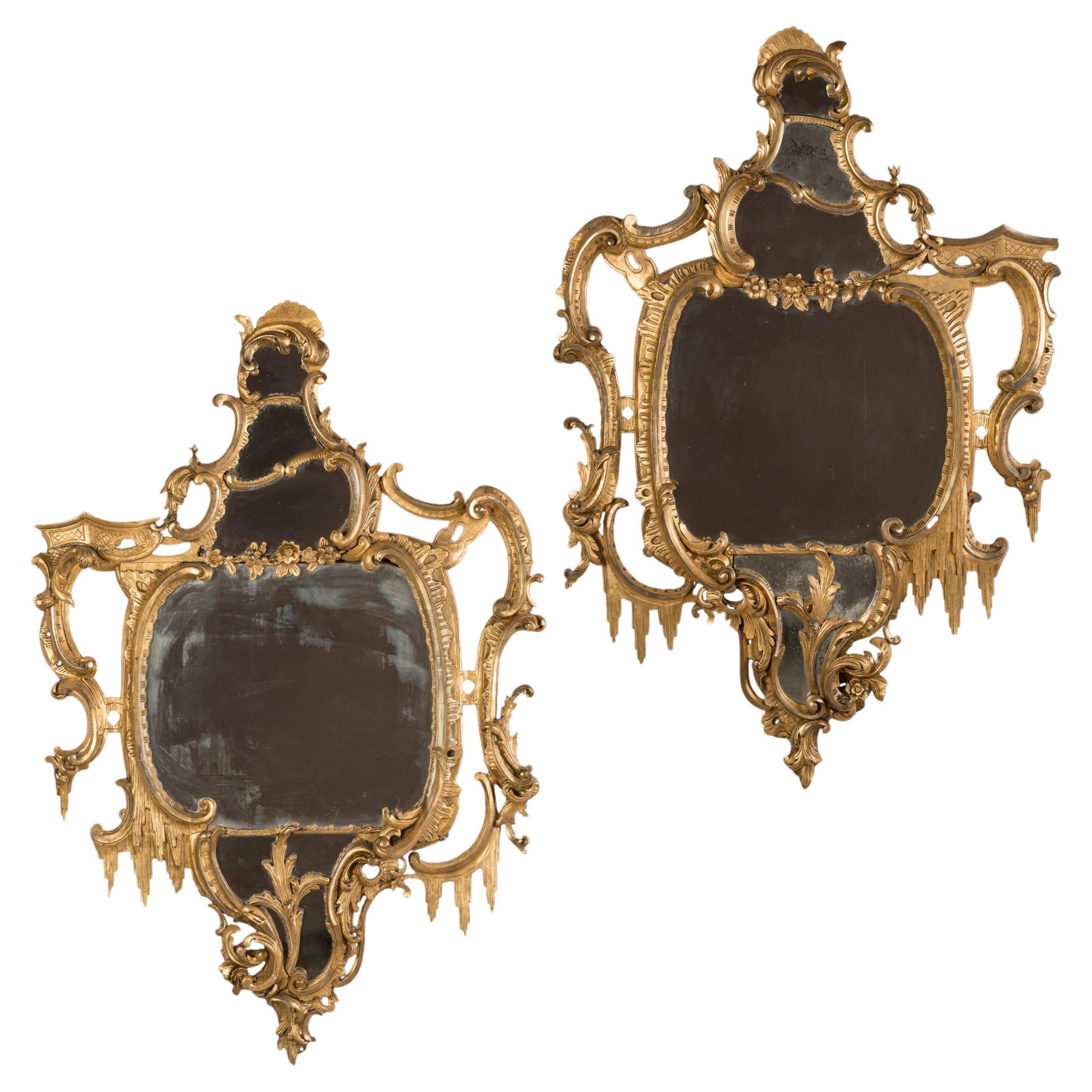 Pair of 19th Century English Rococo Style Mirrors