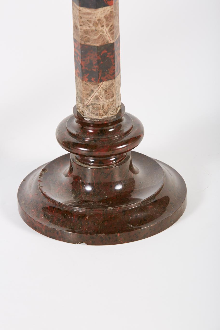 Pair of 19th Century English Serpentine Candlesticks In Good Condition For Sale In Dallas, TX