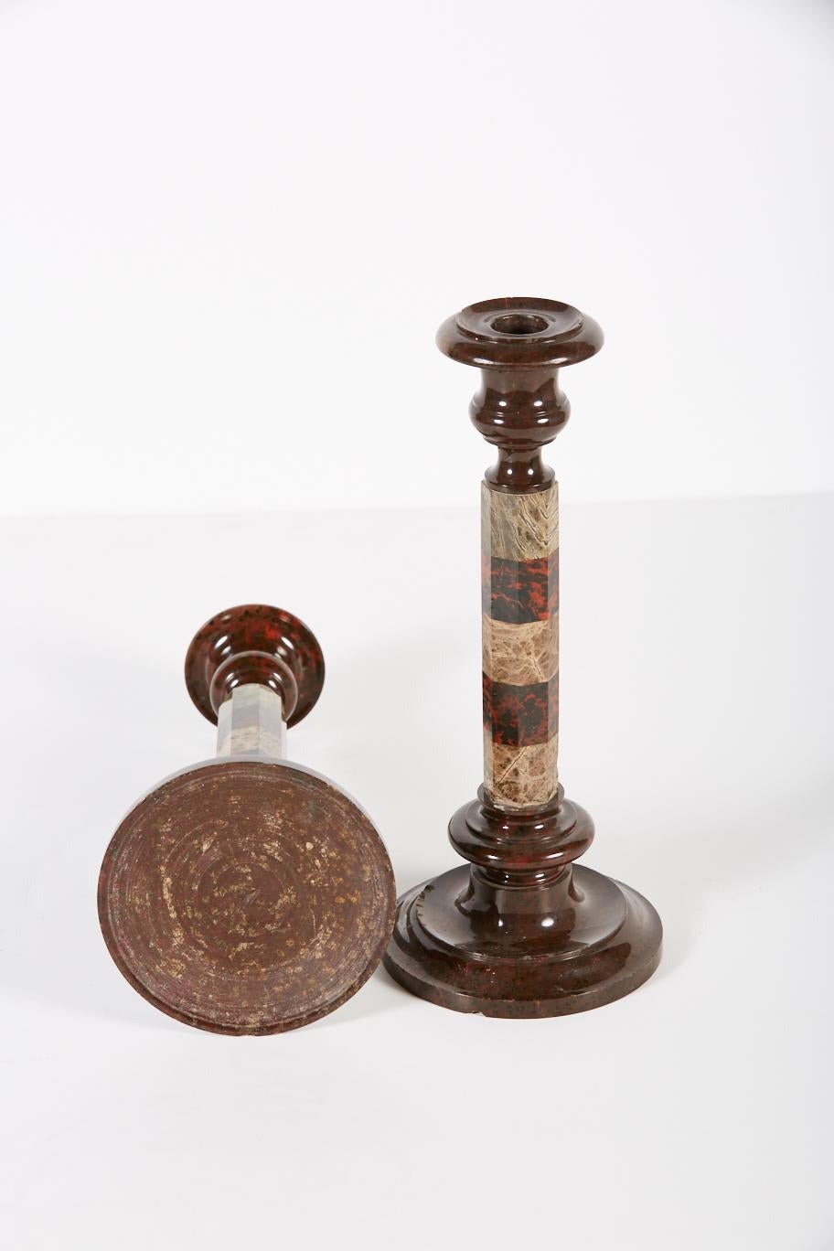 Pair of 19th Century English Serpentine Candlesticks For Sale 1