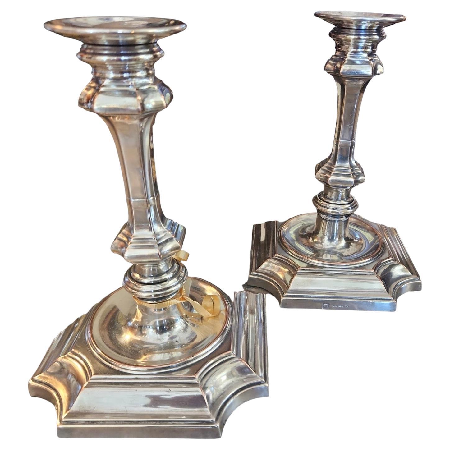 Pair of 19th Century English Sheffield Candlesticks For Sale