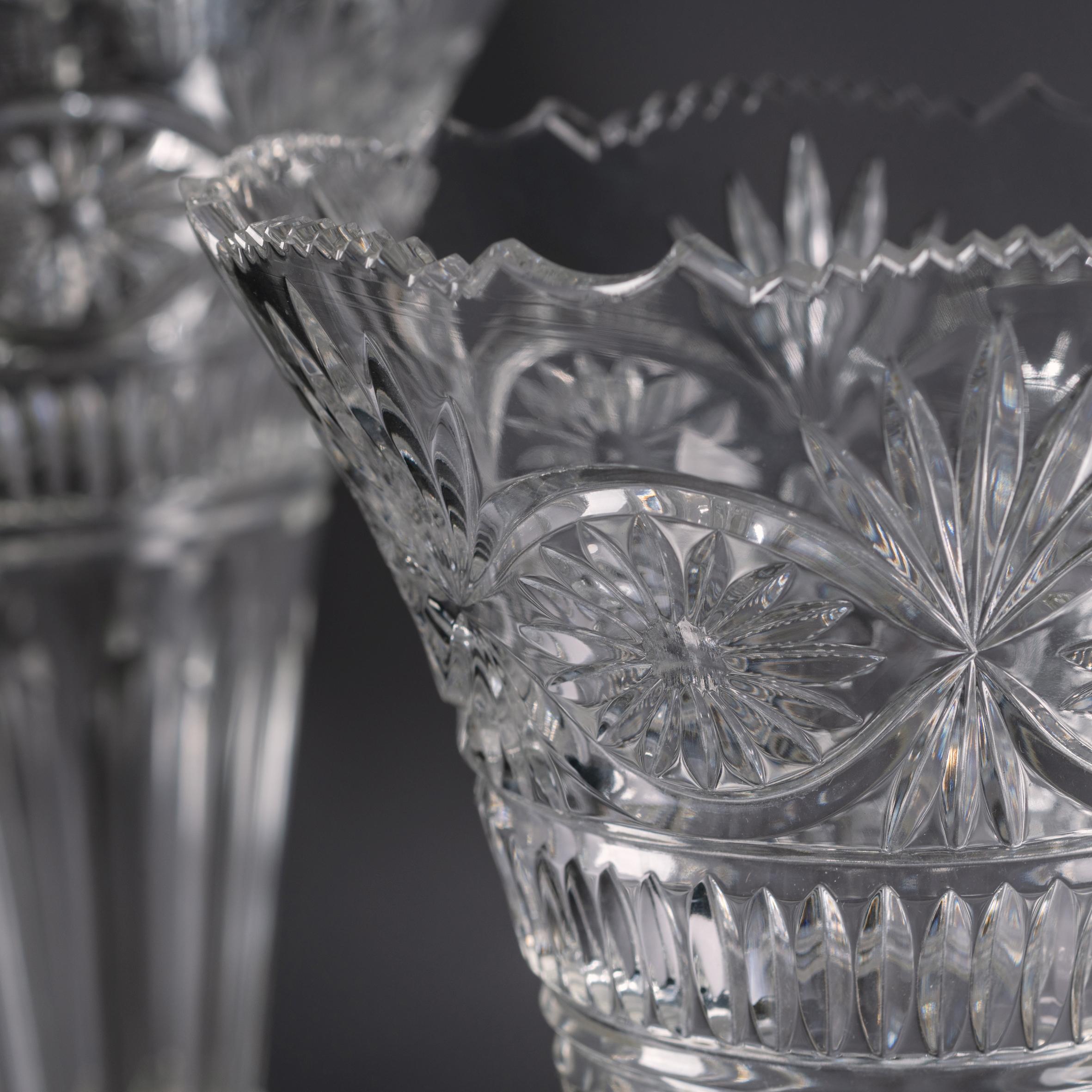Pair of 19th Century English Silver-Plated and Cut-Glass Vases For Sale 1