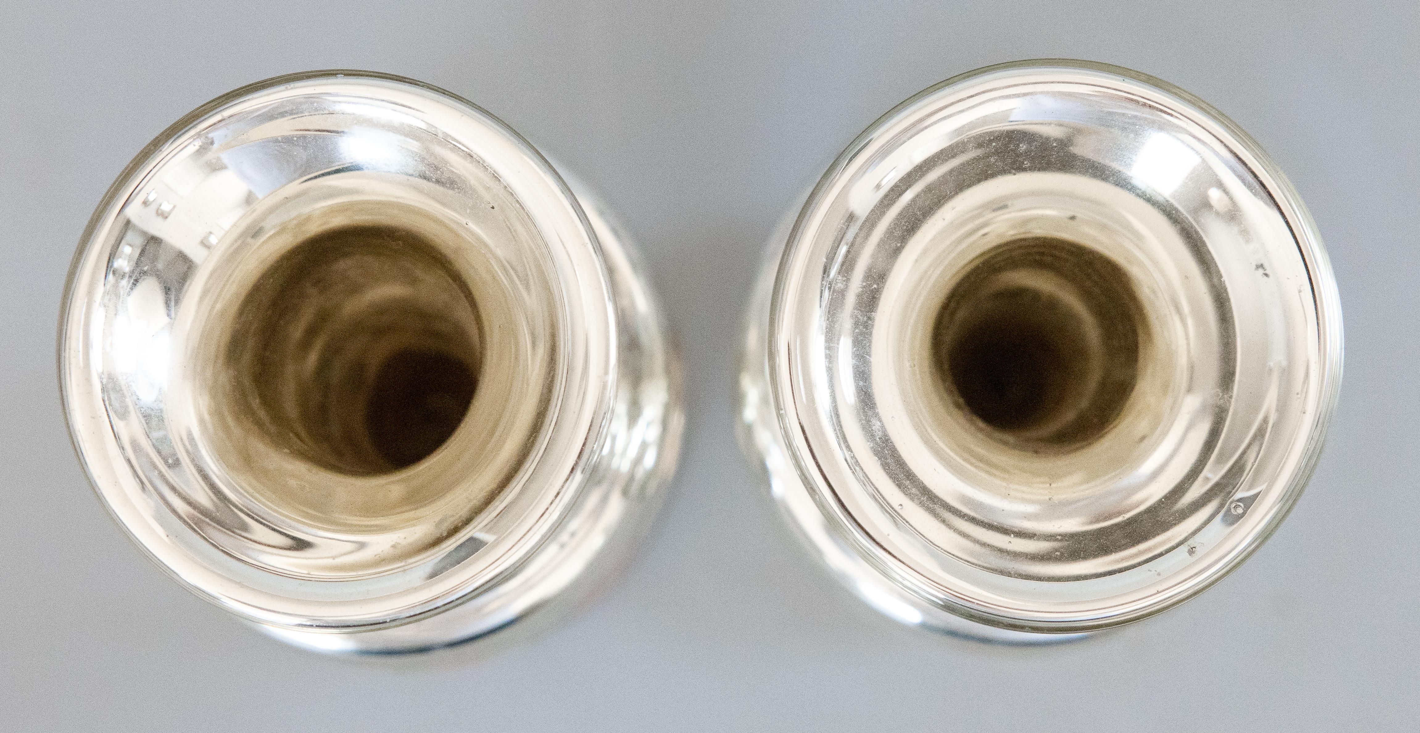 Pair of 19th Century English Silvered Mercury Glass Vases For Sale 3