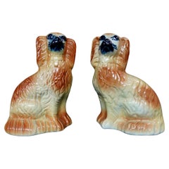 Antique Pair of 19th Century English Staffordshire Dogs Figurines