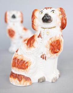 Pair of 19th Century English Staffordshire Russet Spaniel Dogs
