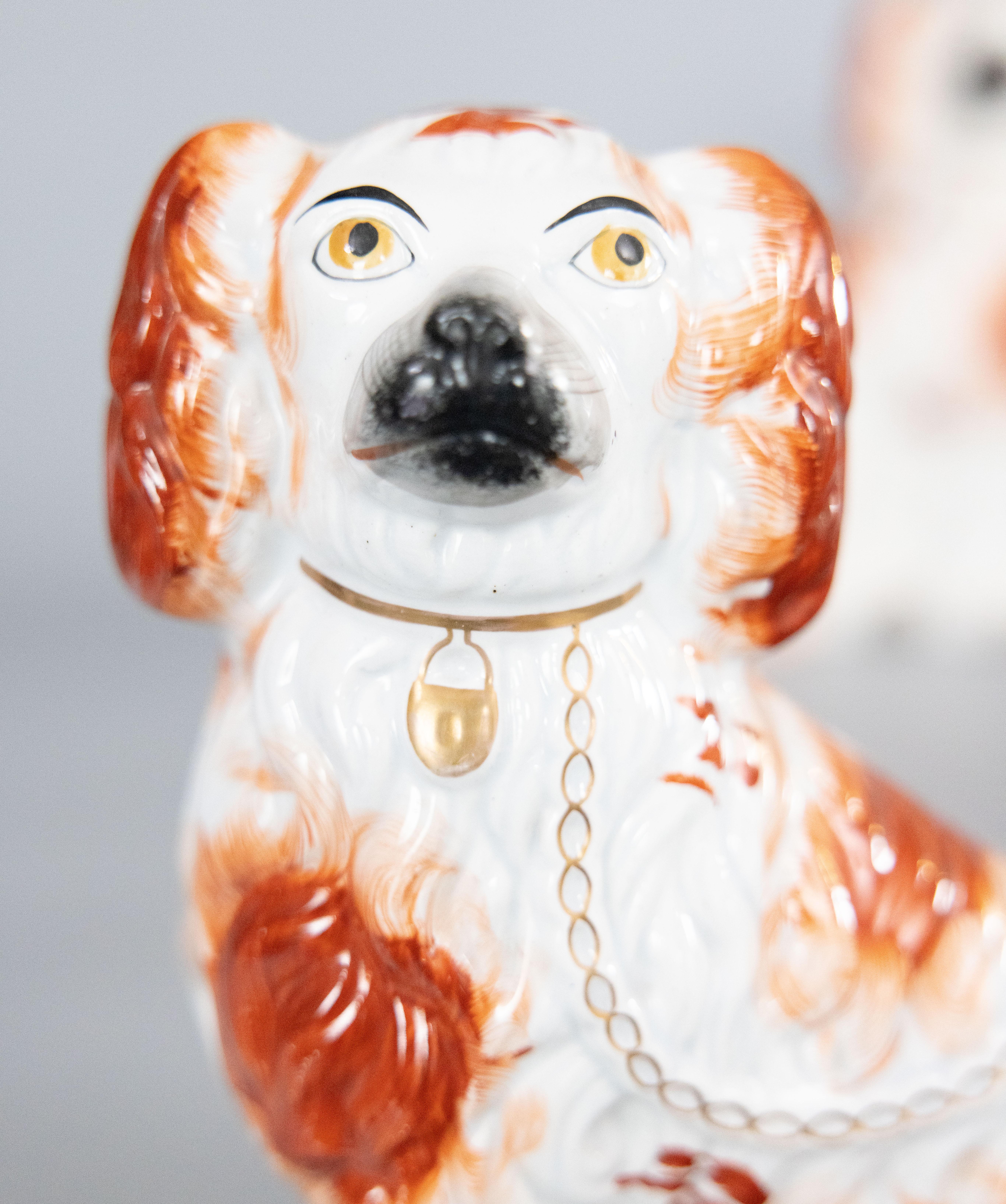 Pair of 19th Century English Staffordshire Russet Spaniel Dogs For Sale 2
