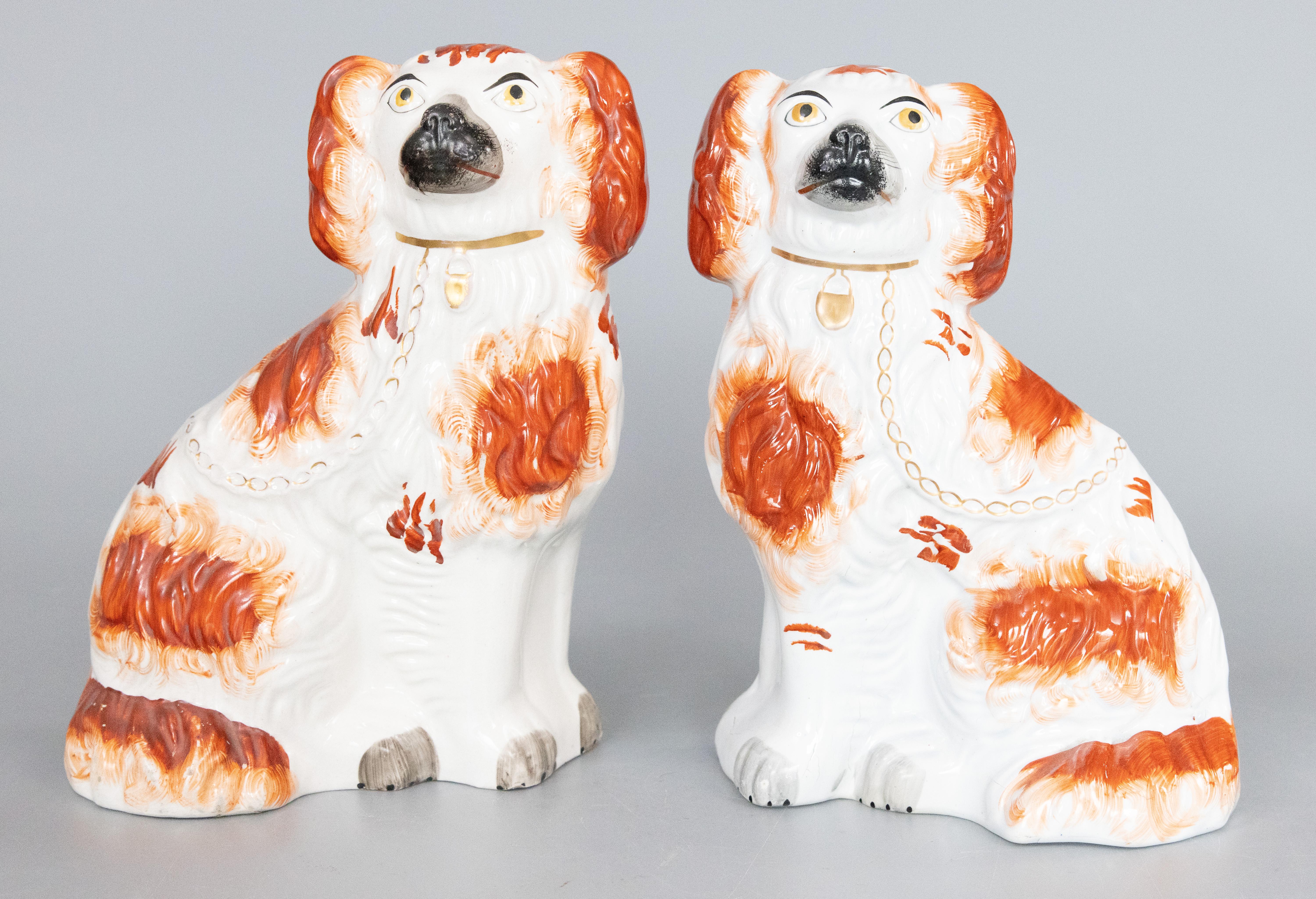 Pair of 19th Century English Staffordshire Russet Spaniel Dogs For Sale 3
