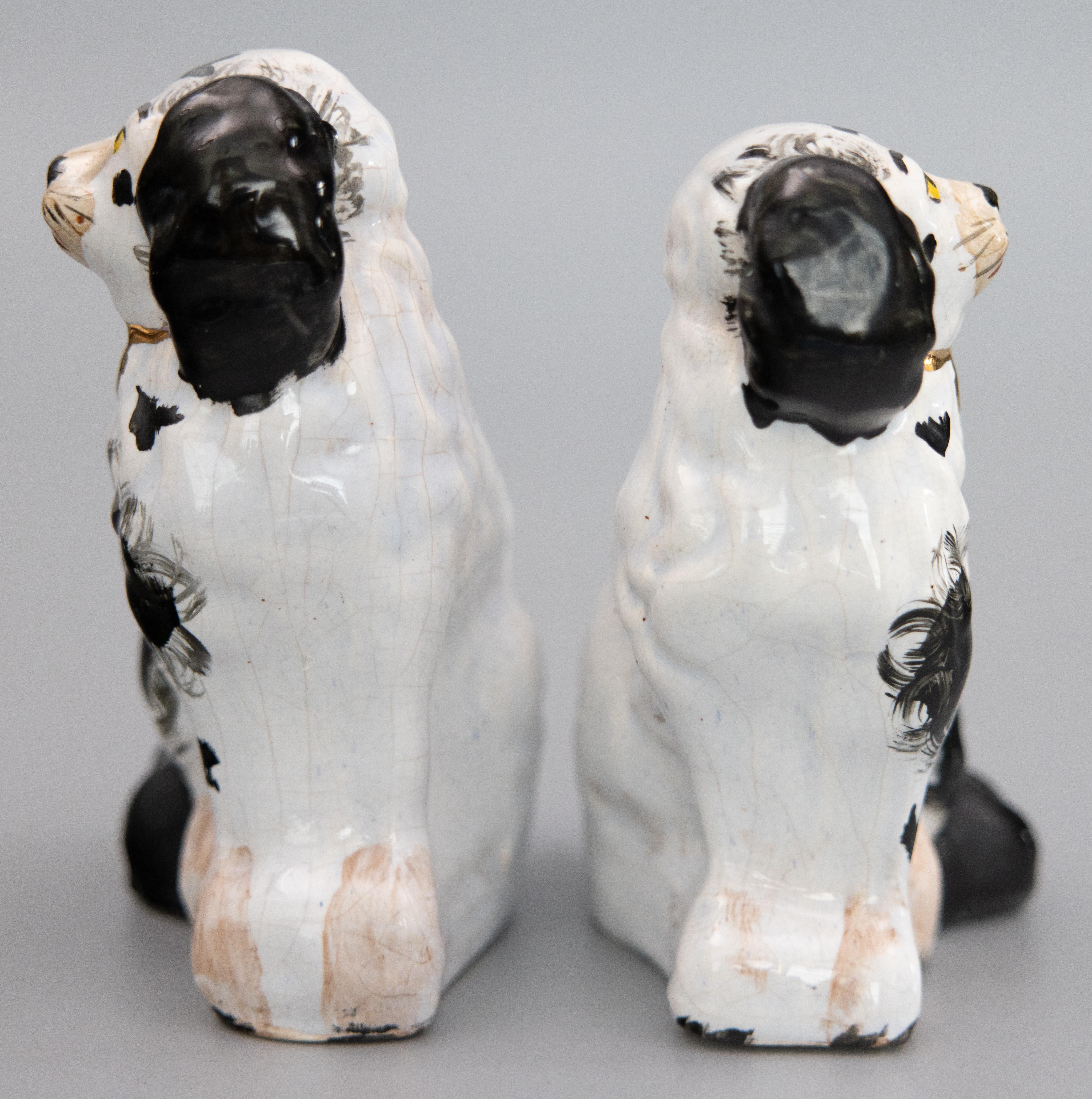 Victorian Pair of 19th Century English Staffordshire Spaniel Dogs Figurines