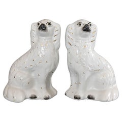 Antique Pair of 19th Century English Staffordshire Spaniel Dogs Figurines