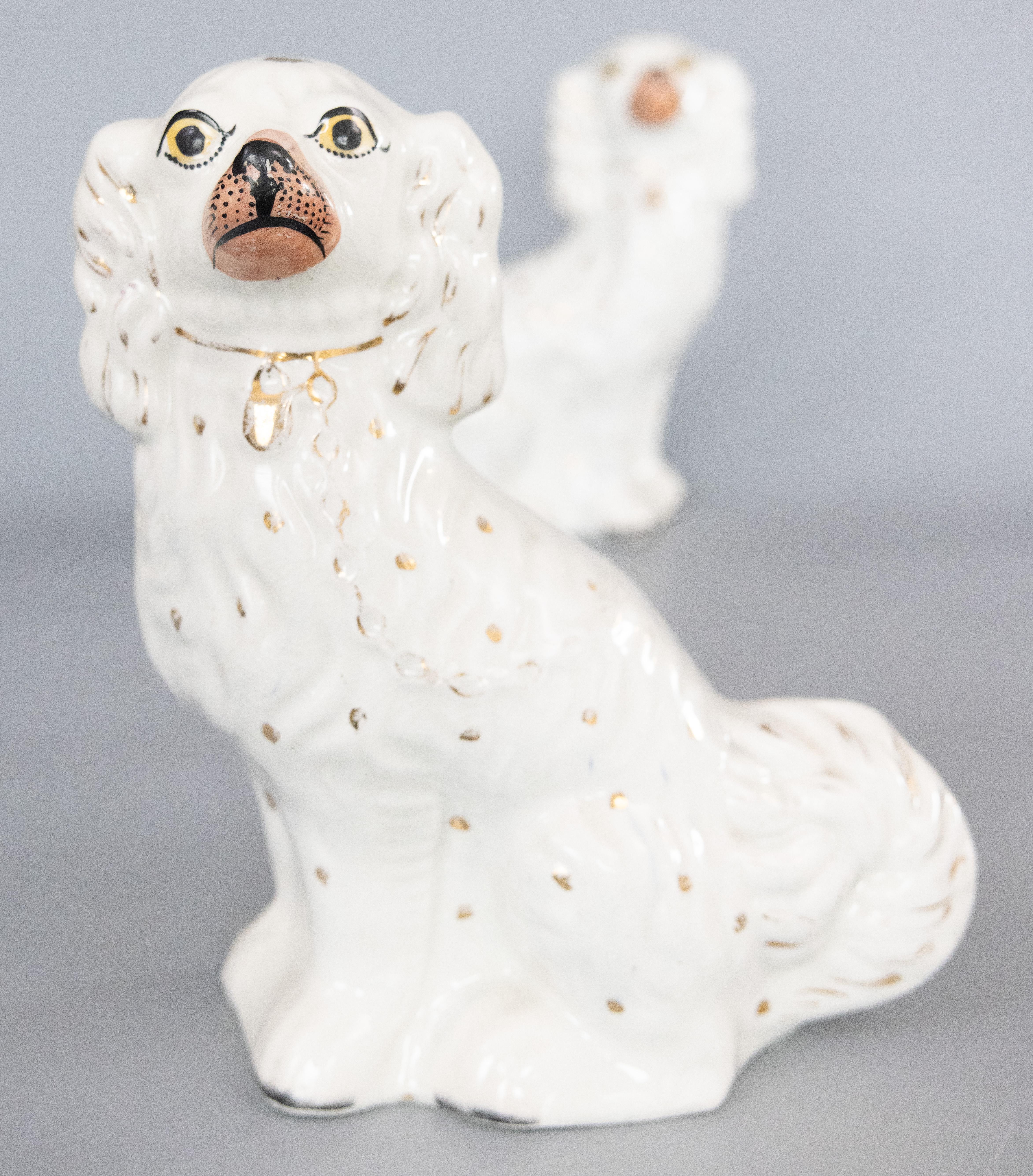 British Pair of Large 19th Century English Staffordshire Spaniel Dogs For Sale