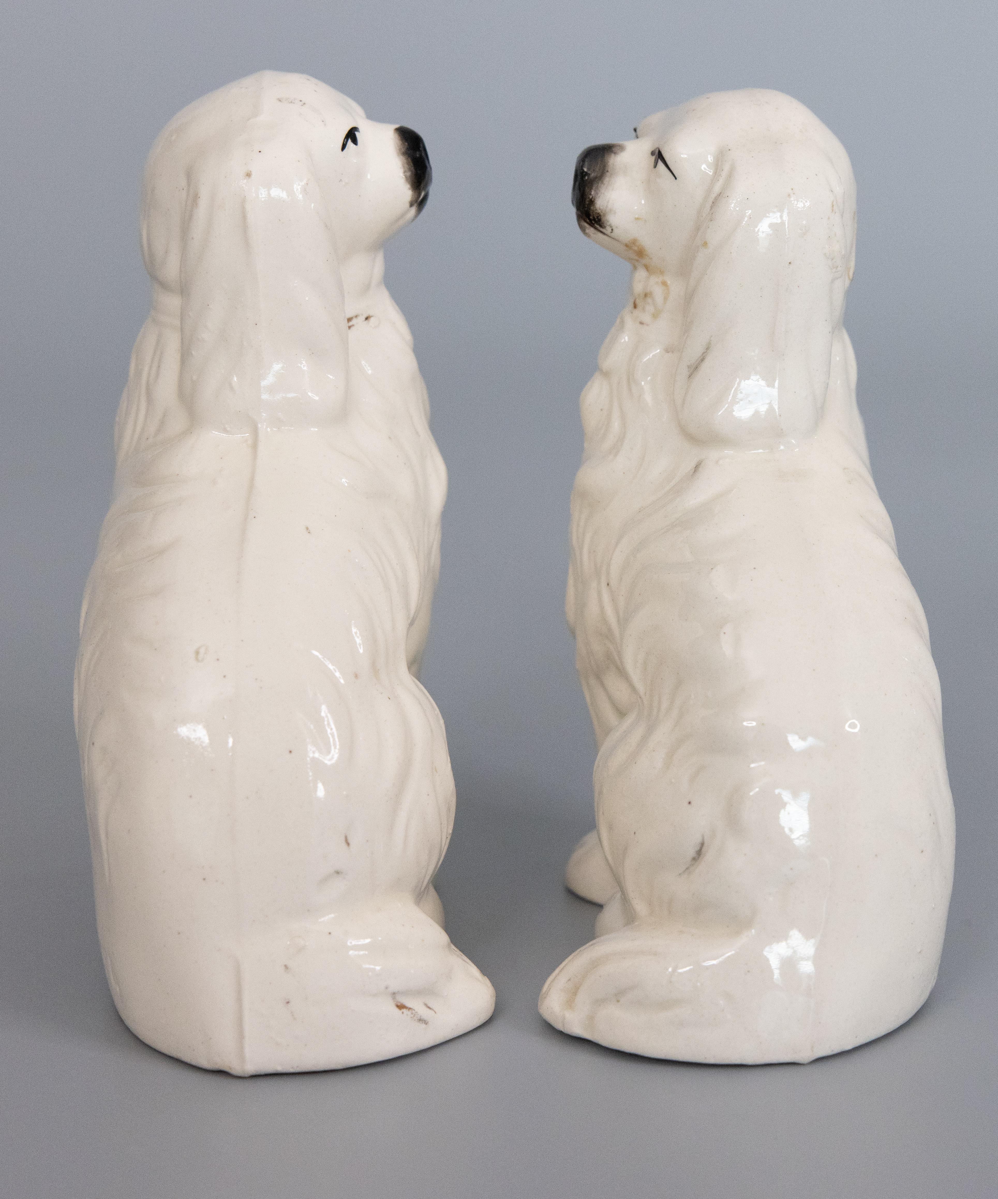 Ceramic Pair of 19th Century English Staffordshire Spaniel Dogs