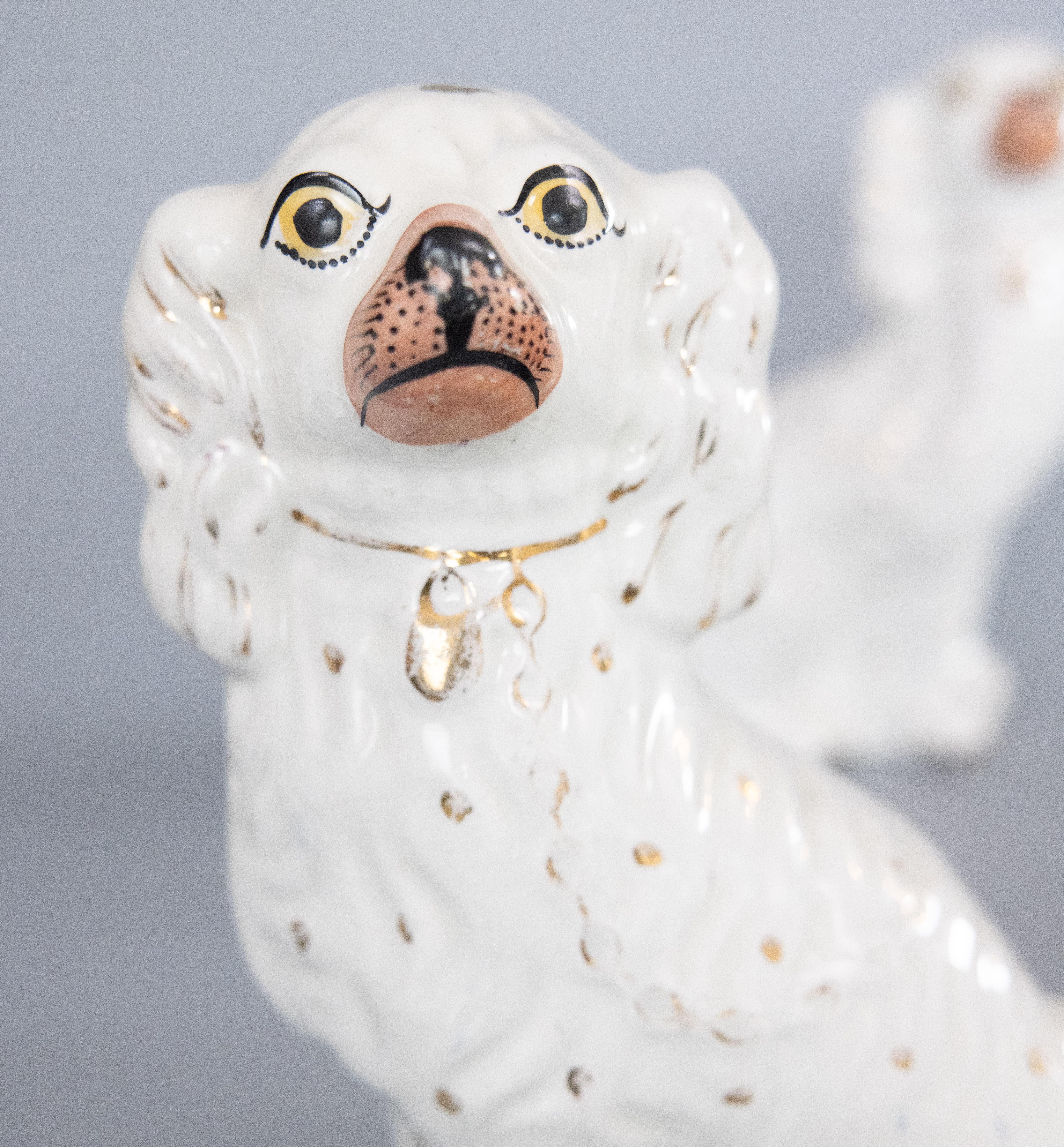 Pair of Large 19th Century English Staffordshire Spaniel Dogs For Sale 2