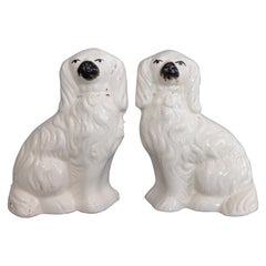 Antique Pair of 19th Century English Staffordshire Spaniel Dogs