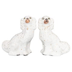 Pair of Large 19th Century English Staffordshire Spaniel Dogs