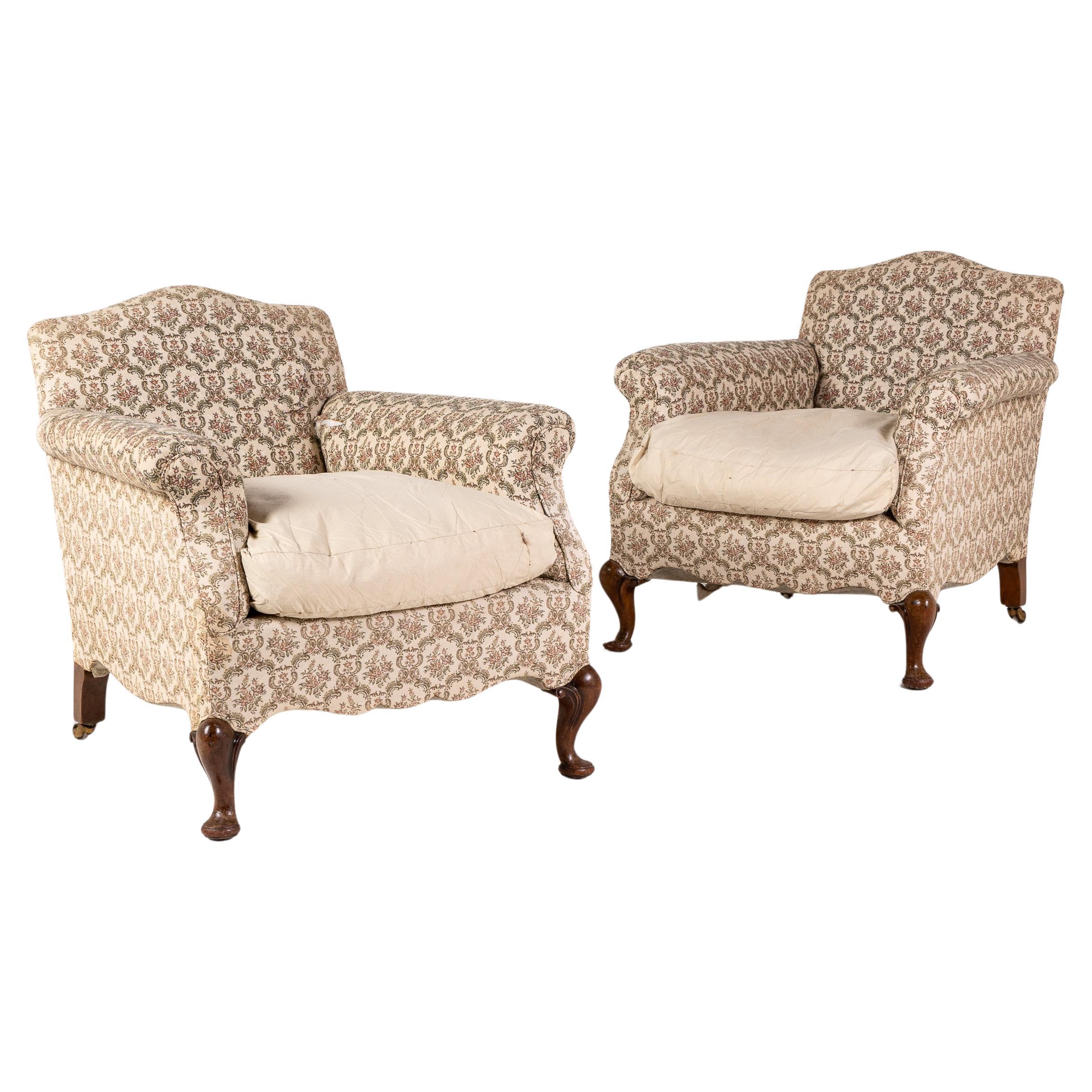 Pair of 19th Century English Tub Bergère Armchairs For Sale