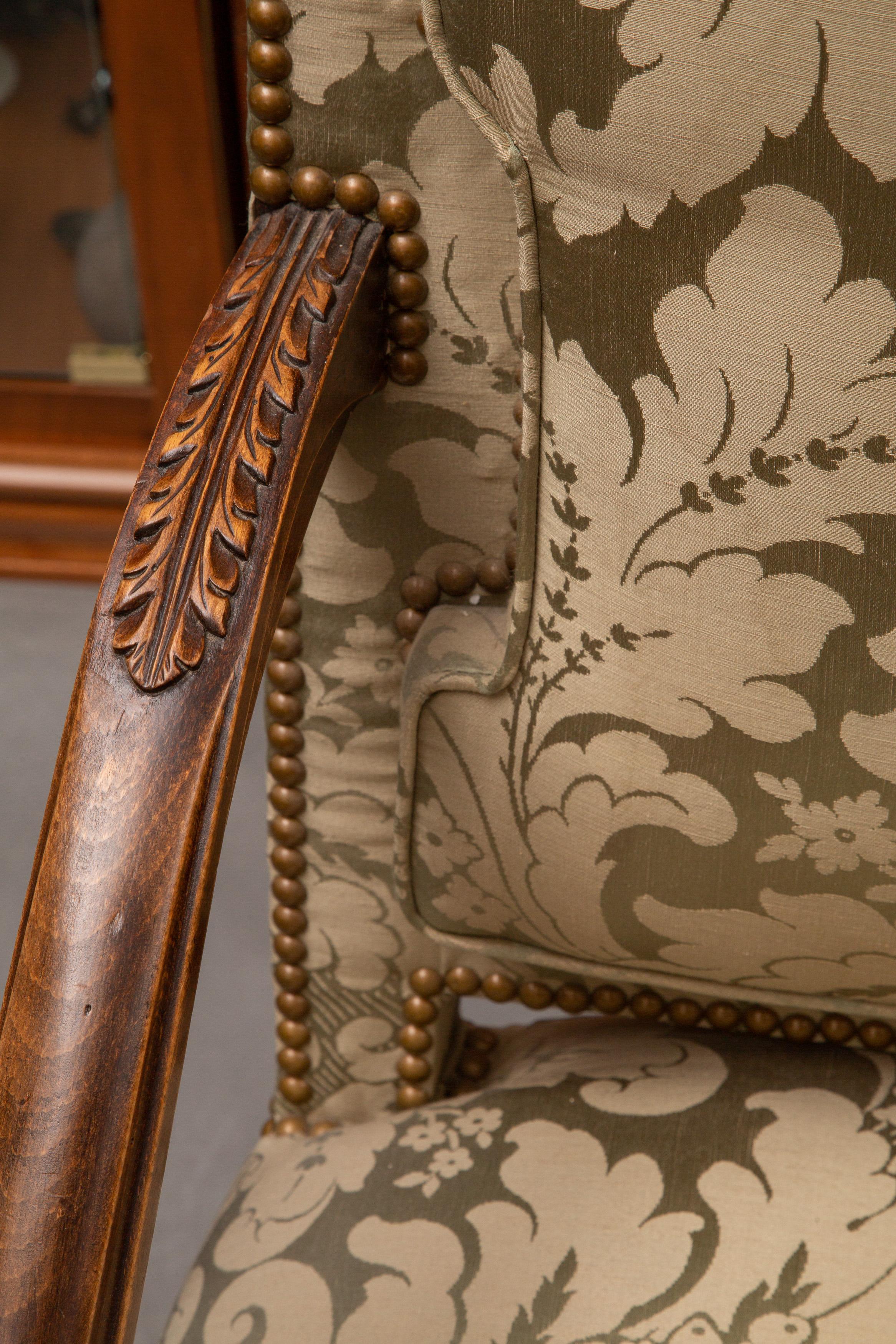 Pair of 19th Century English Upholstered Library Chairs 1