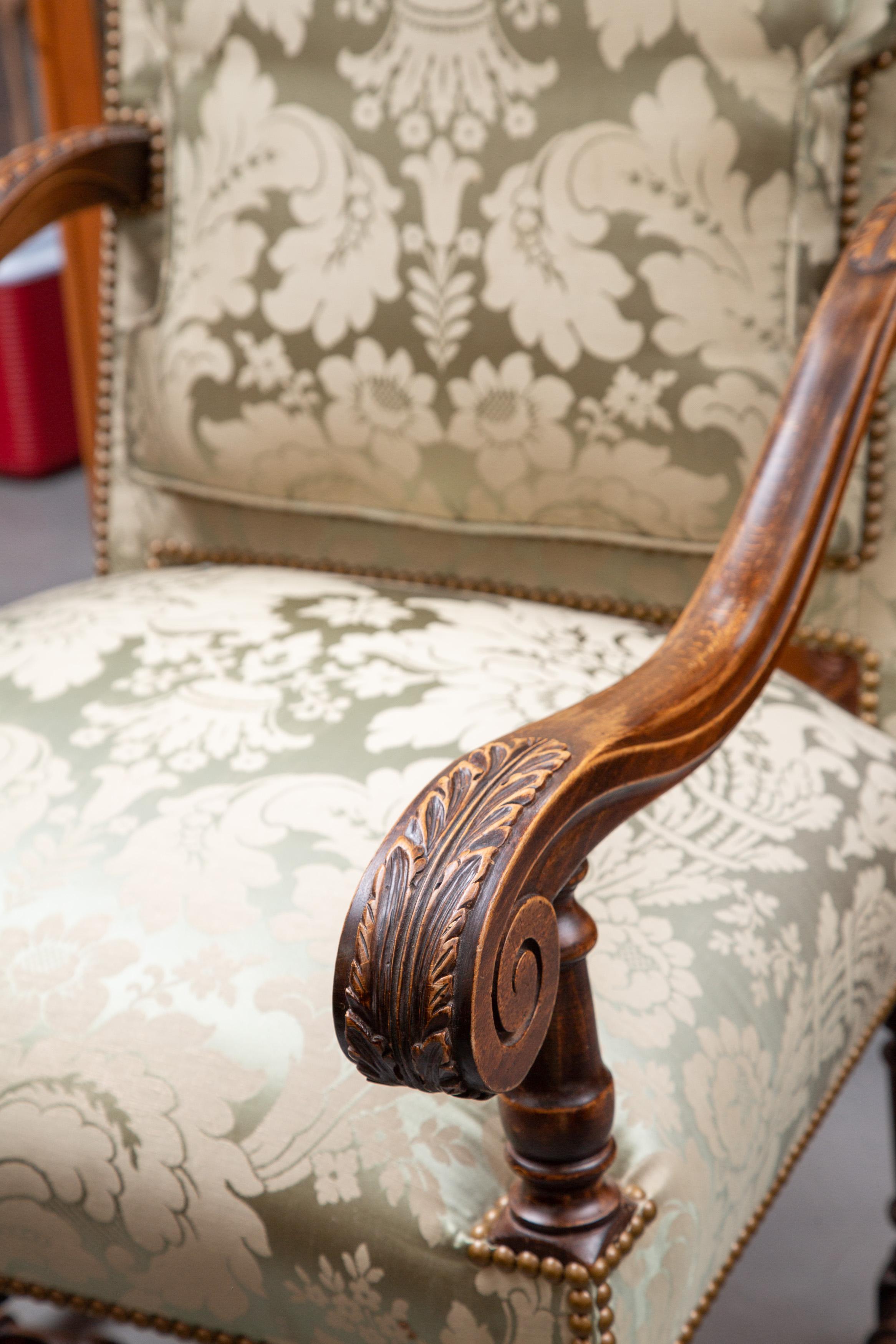 Pair of 19th Century English Upholstered Library Chairs 3
