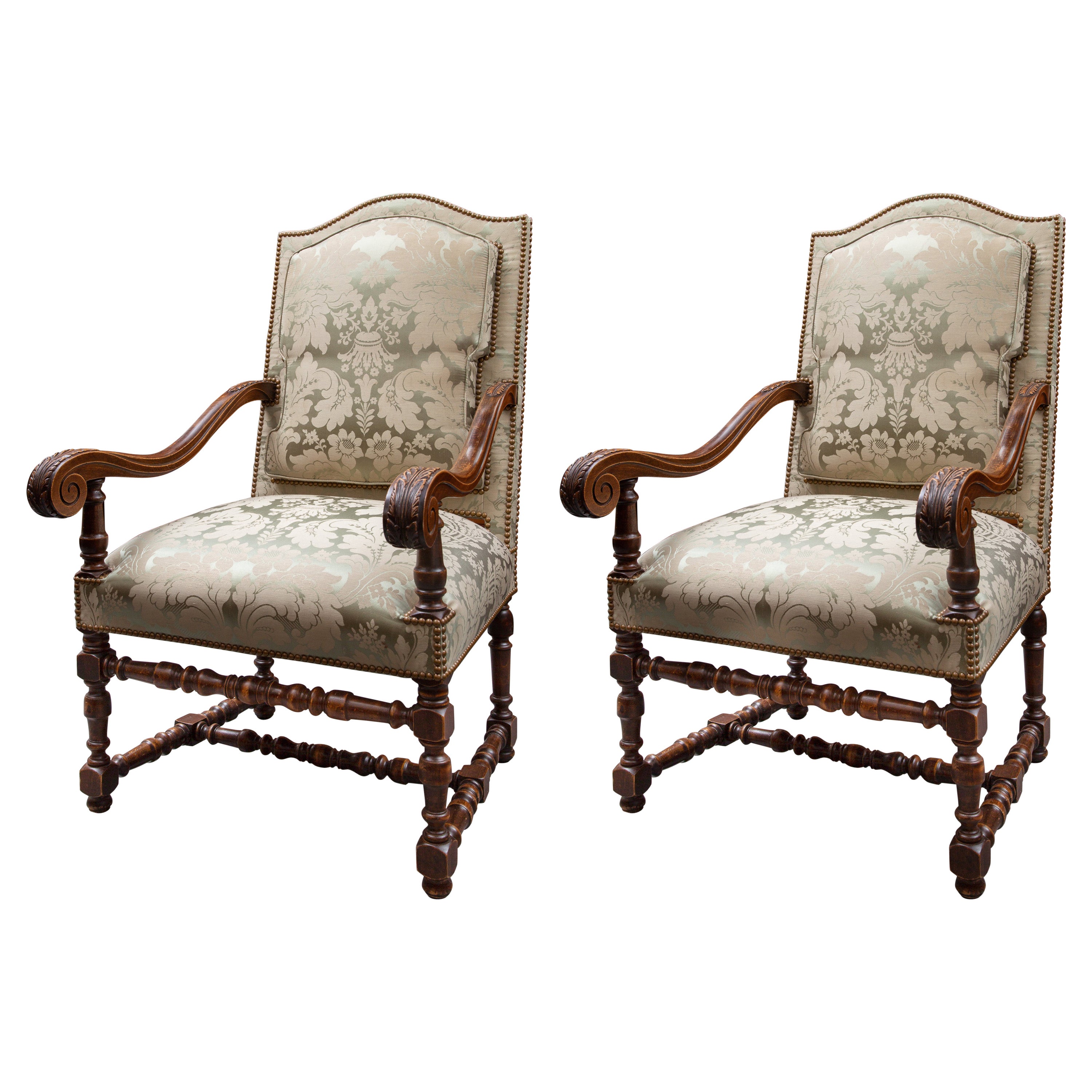 Pair of 19th Century English Upholstered Library Chairs