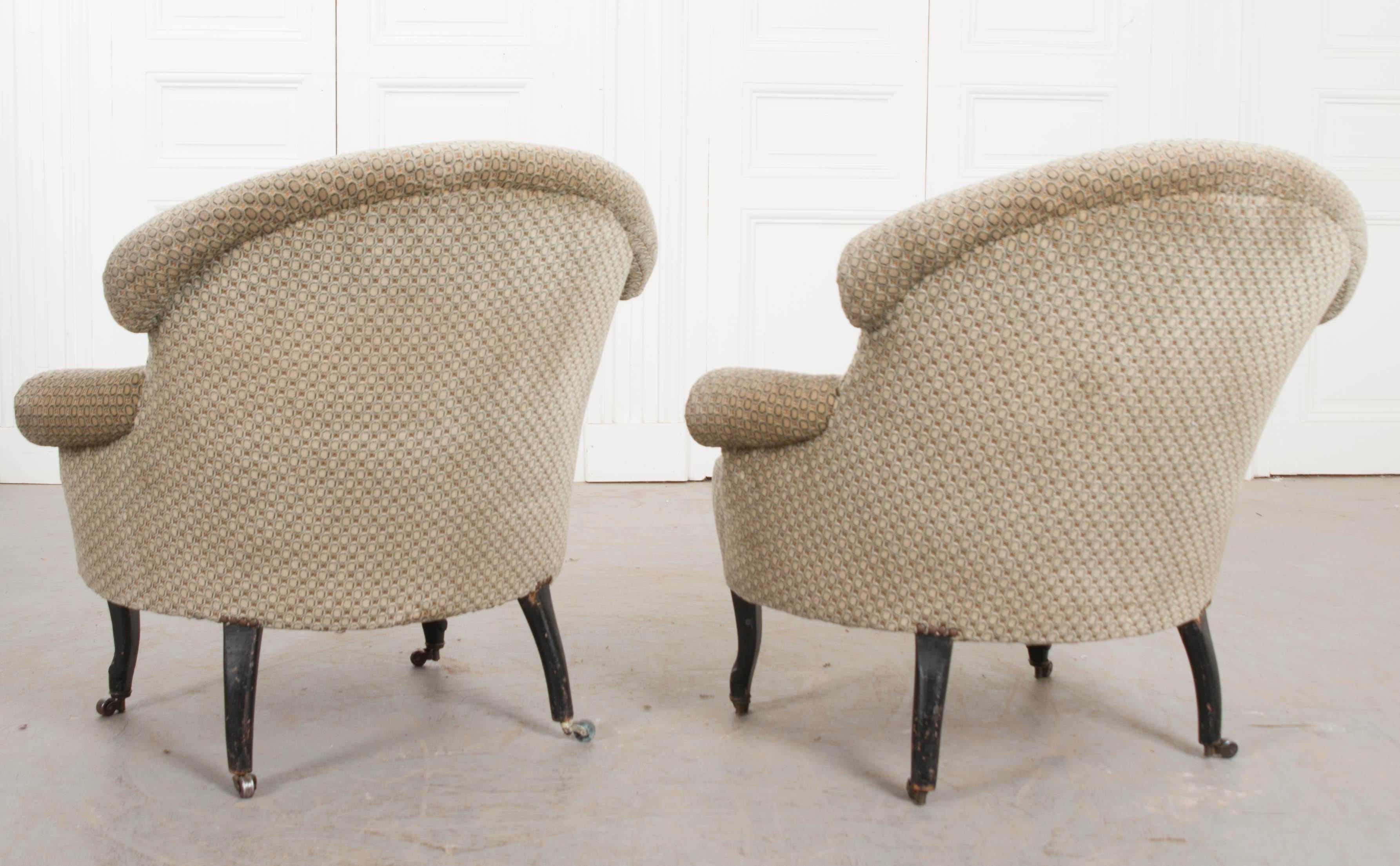 Pair of 19th Century English Upholstered Tub Chairs 11
